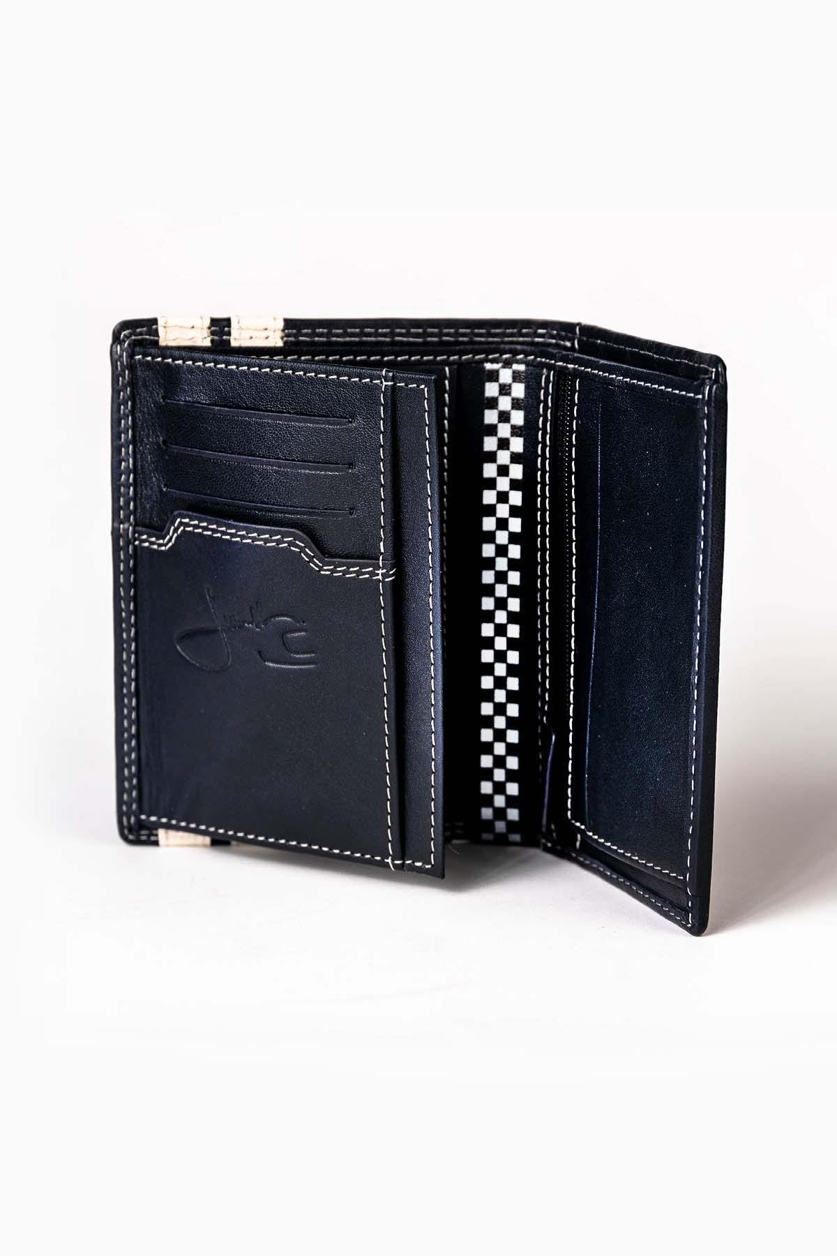 Navy blue sheepskin leather wallet Jacky Ickx - Image n°3