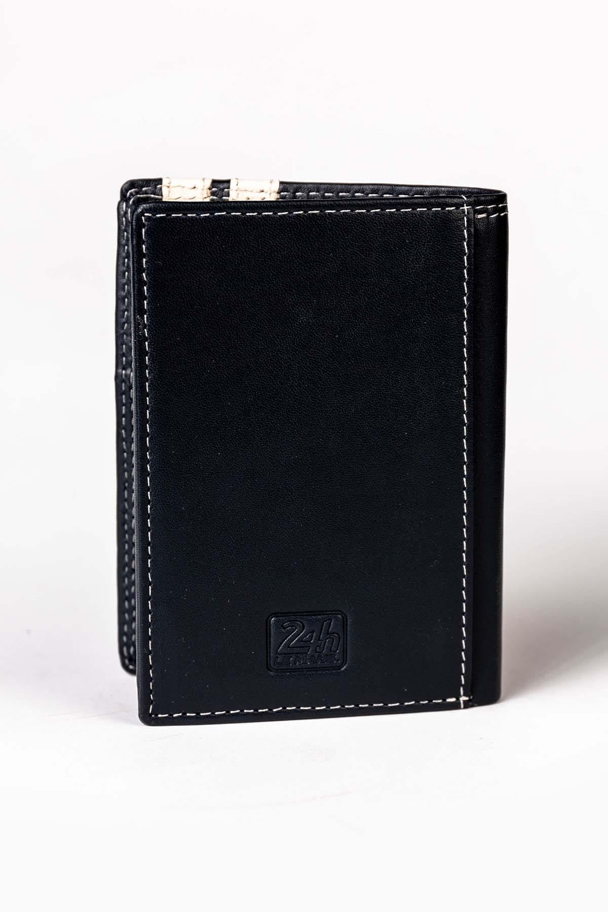 Navy blue sheepskin leather wallet Jacky Ickx - Image n°5