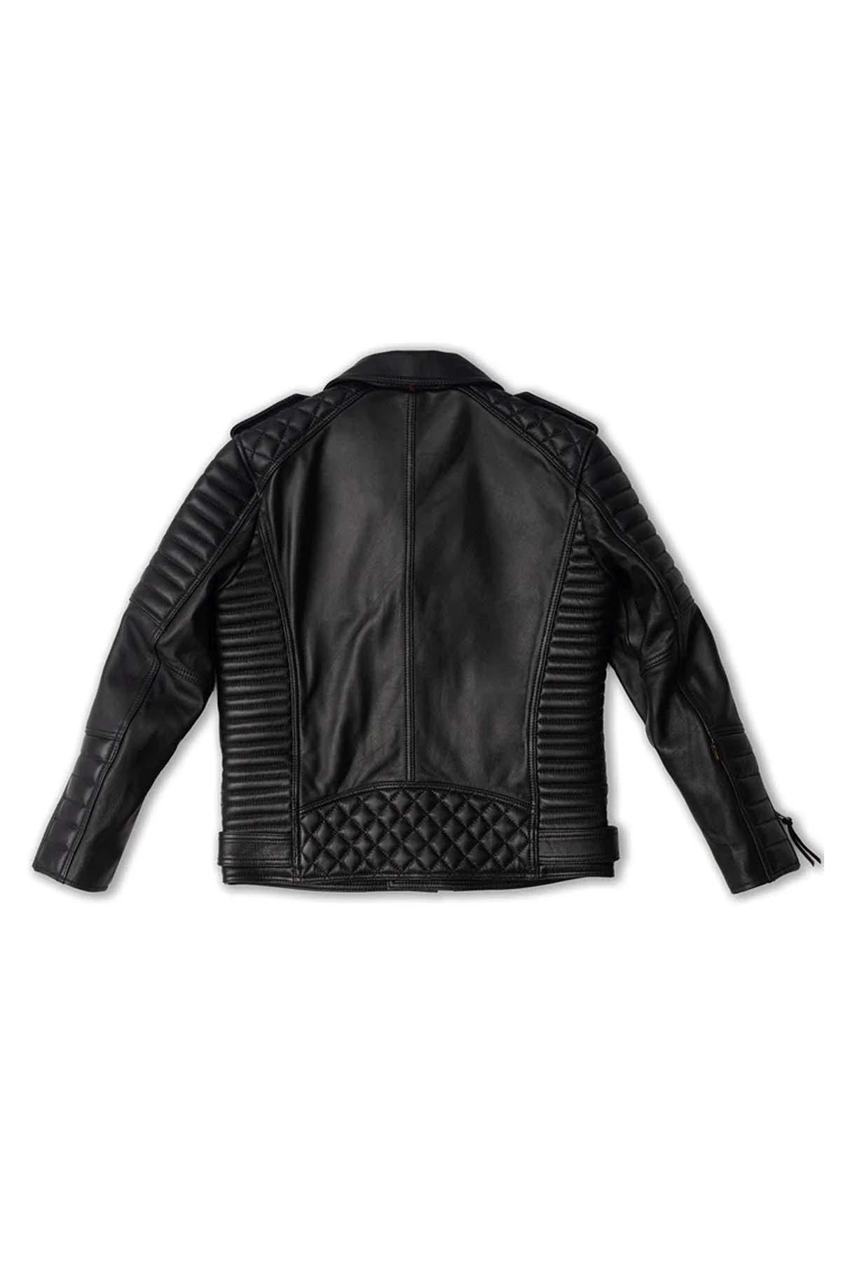 Hand-sewn quilted and belted Biker Jacket - Image n°3