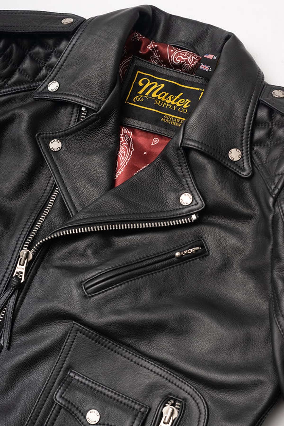 Hand-sewn quilted and belted Biker Jacket - Image n°7