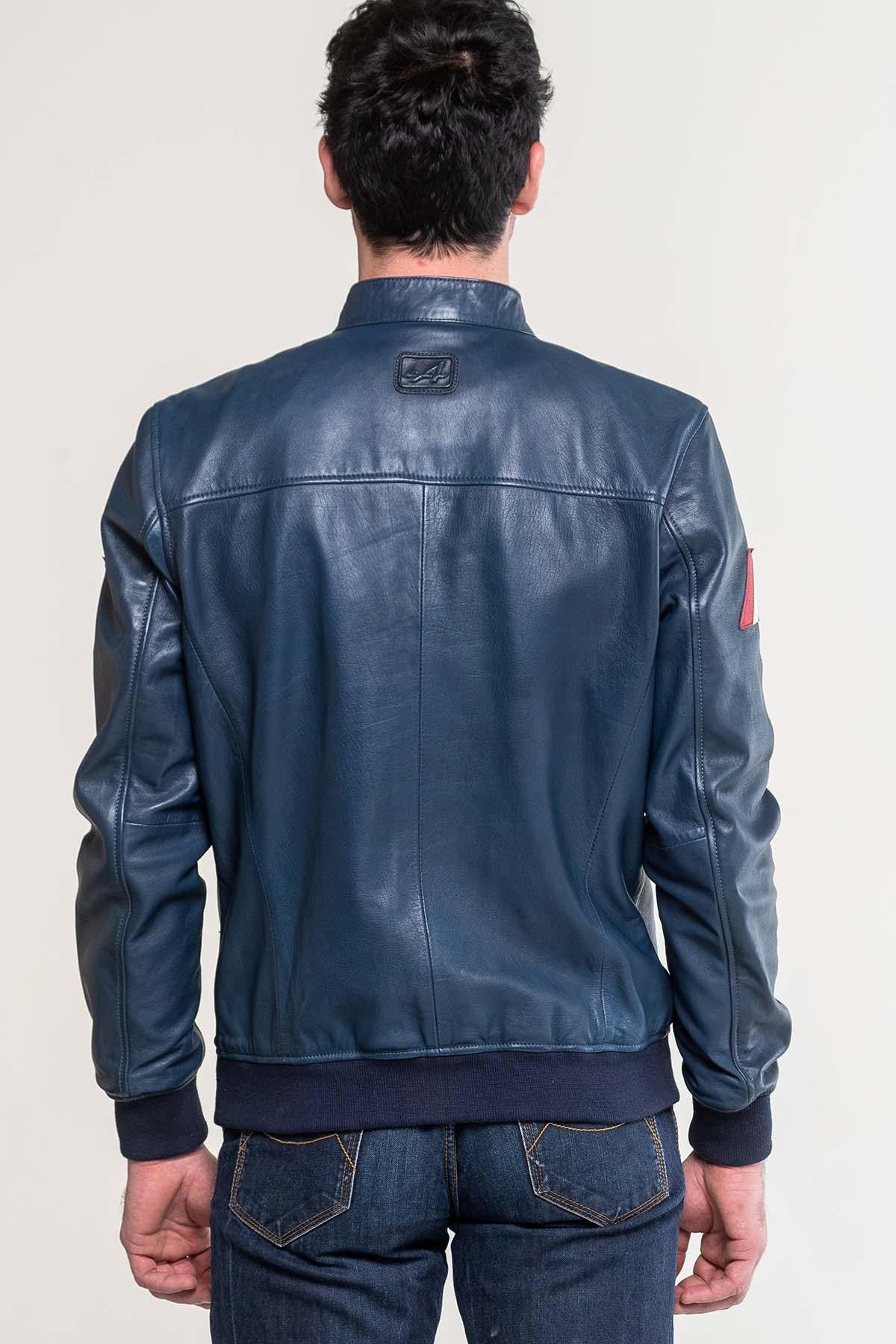 Black leather jacket with biker collar Jean Alpine Men - Image n°7