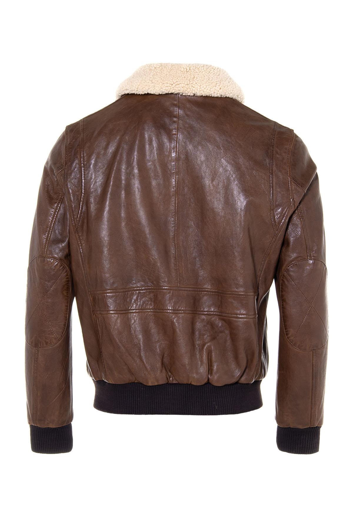 Men's brown sheepskin leather aviator - Image n°8