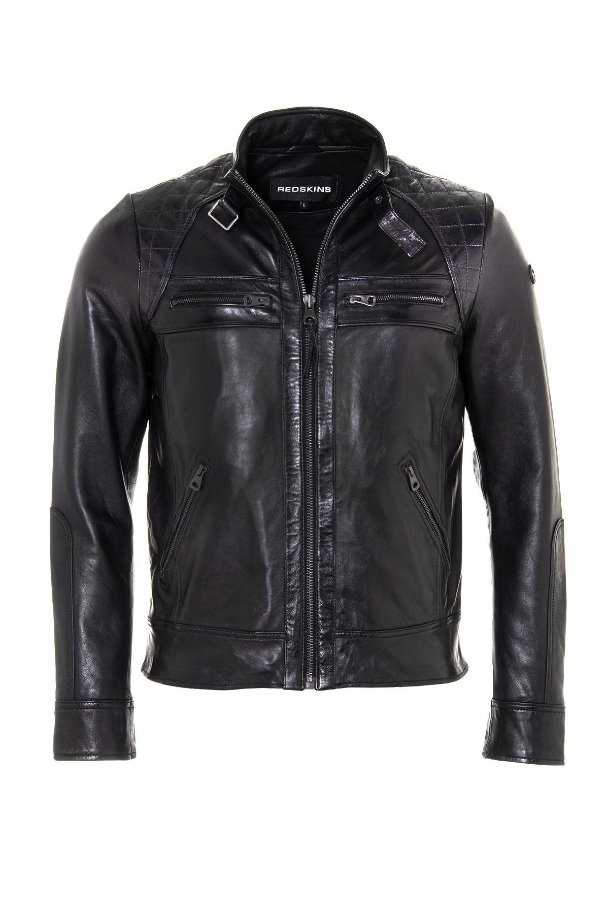 Redskins black leather jacket for men - Image n°2