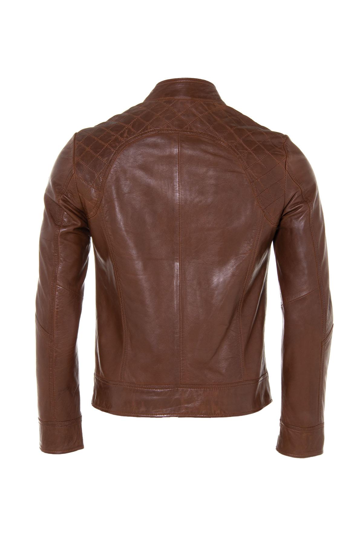 Fashionable cognac redskins leather jacket - Image n°9