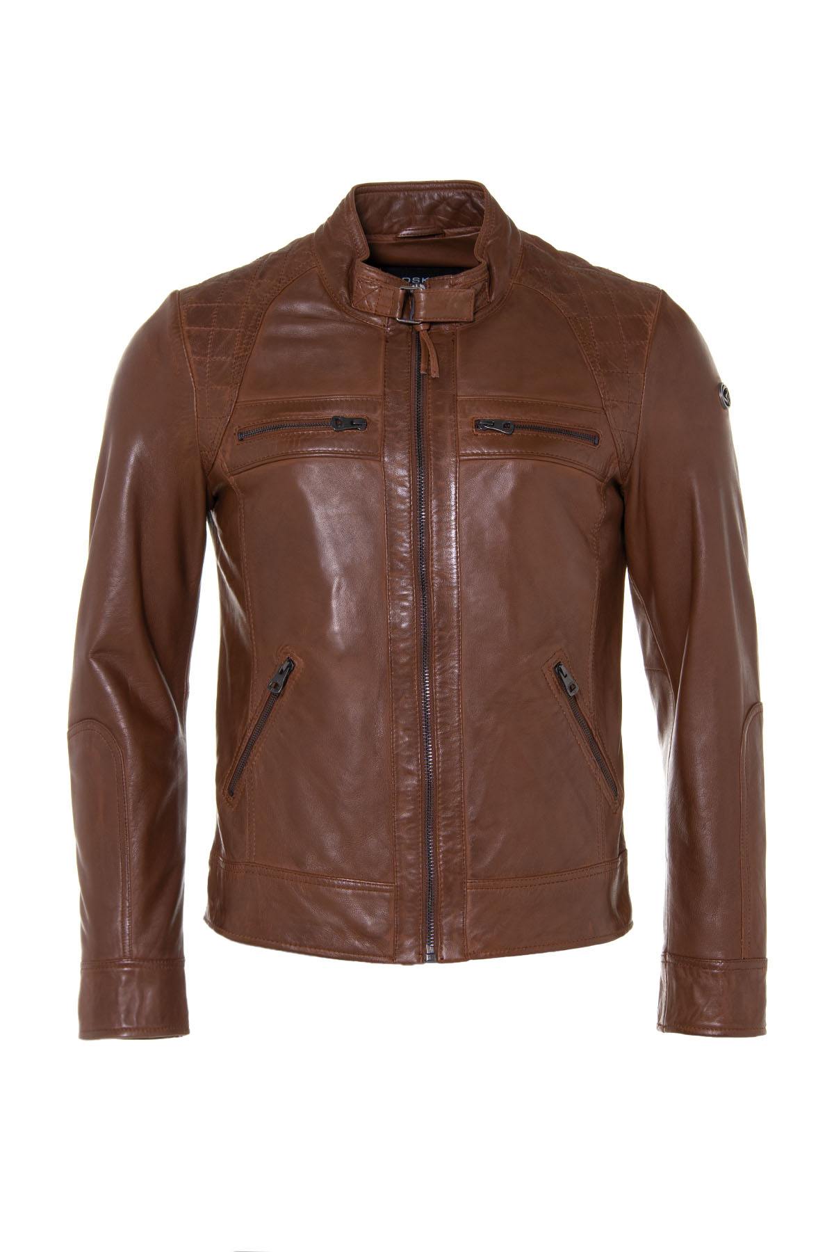 Fashionable cognac redskins leather jacket - Image n°6