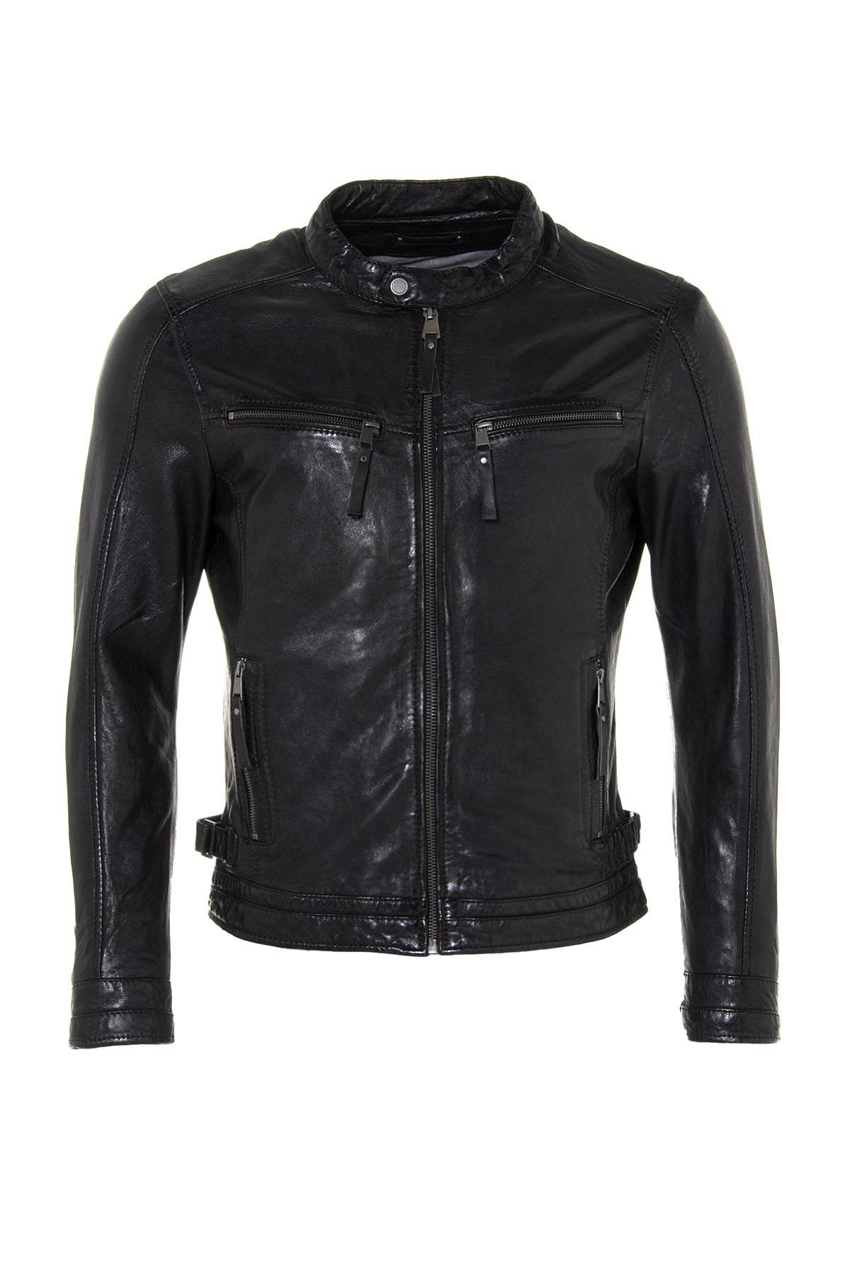  Black sheepskin leather jacket - Image n°5