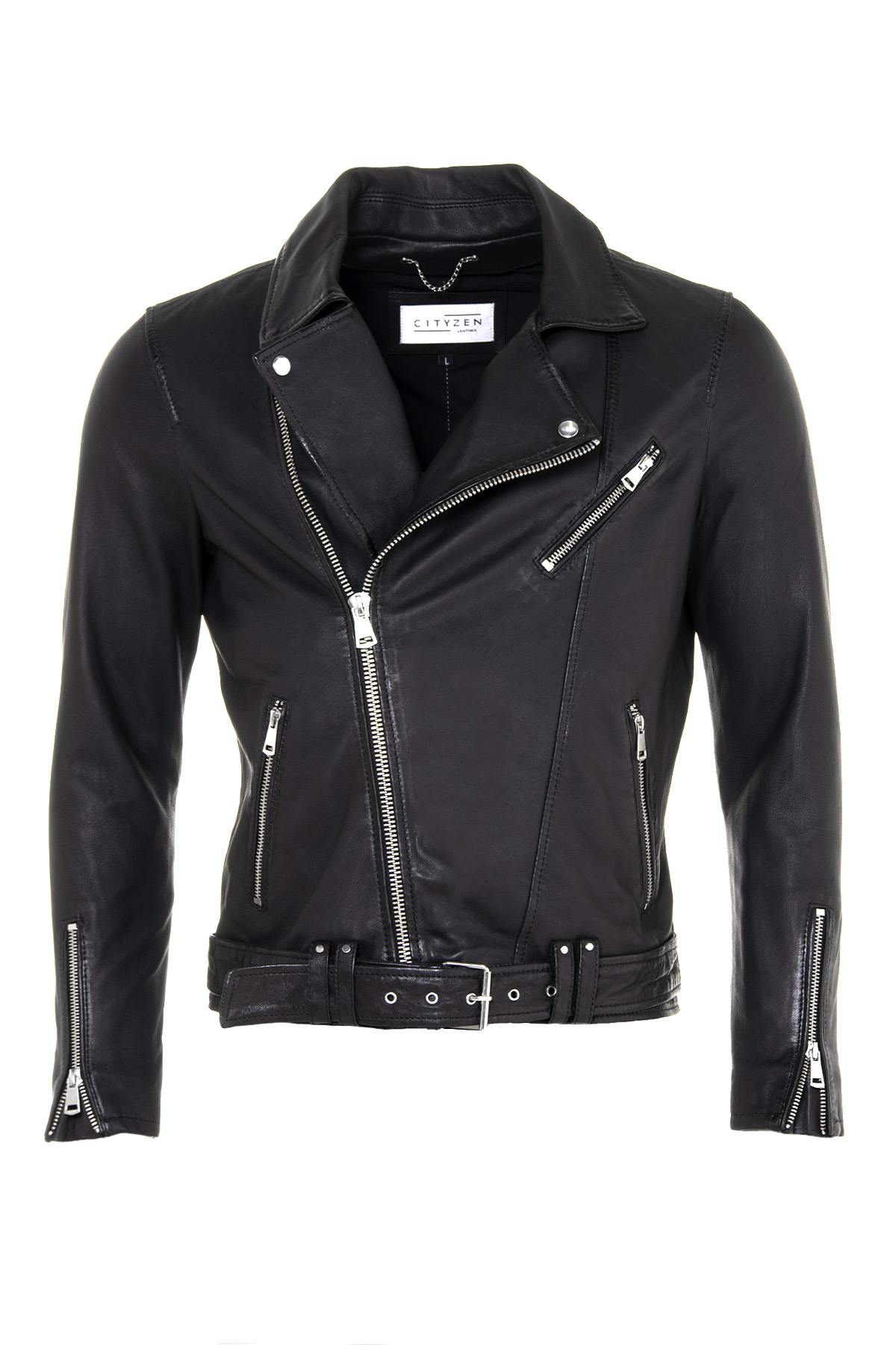 Black sheepskin Biker Jacket - Image n°2