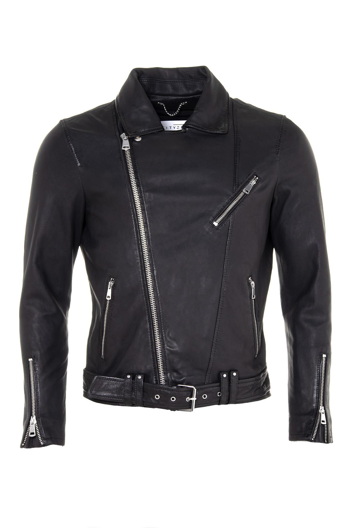 Black sheepskin Biker Jacket - Image n°6