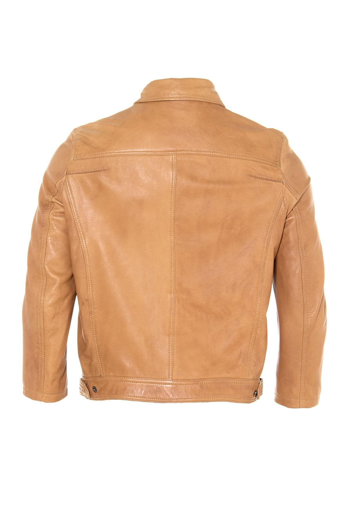 Cognac leather jacket for Men - Image n°2