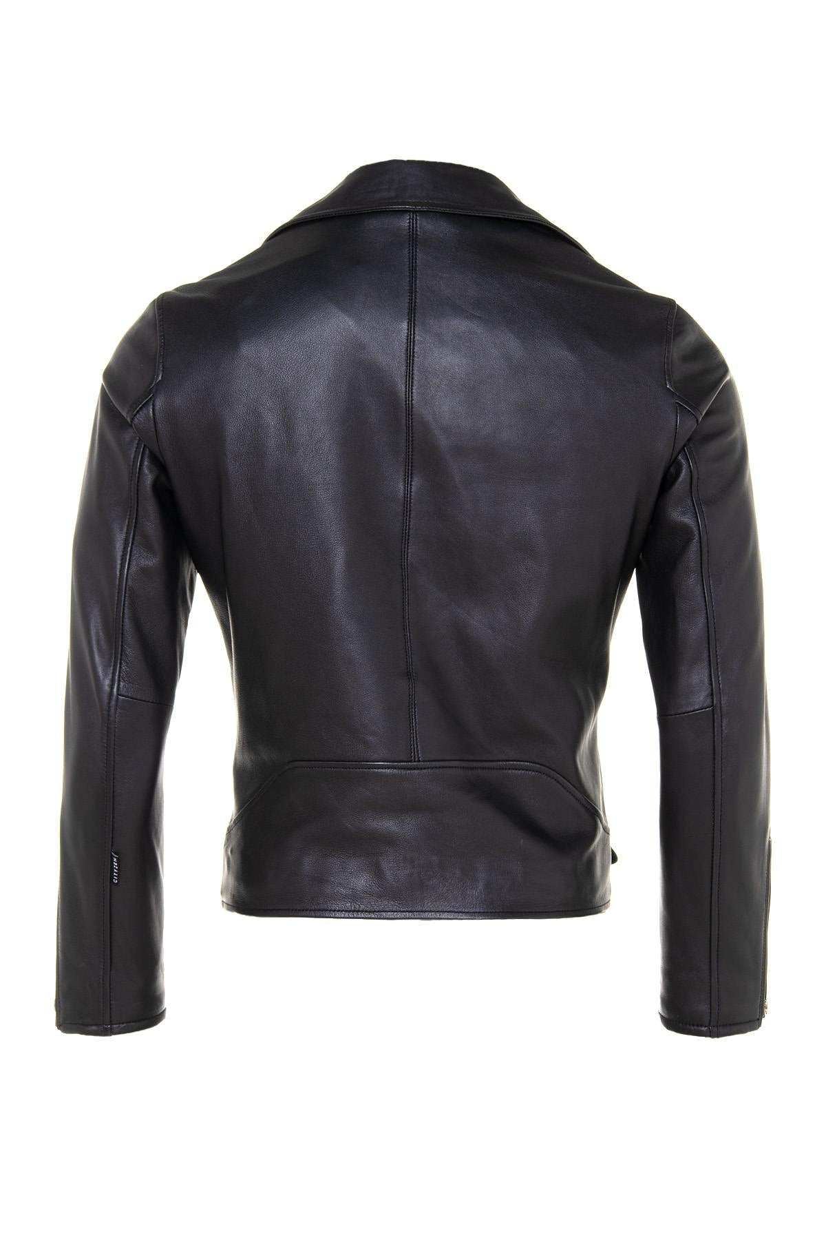 Biker Jacket with fitted belt for Men - Image n°2