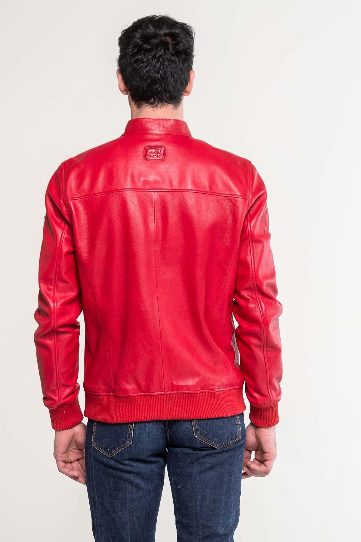 Men's Alpine Jean racing red leather jacket - Image n°3