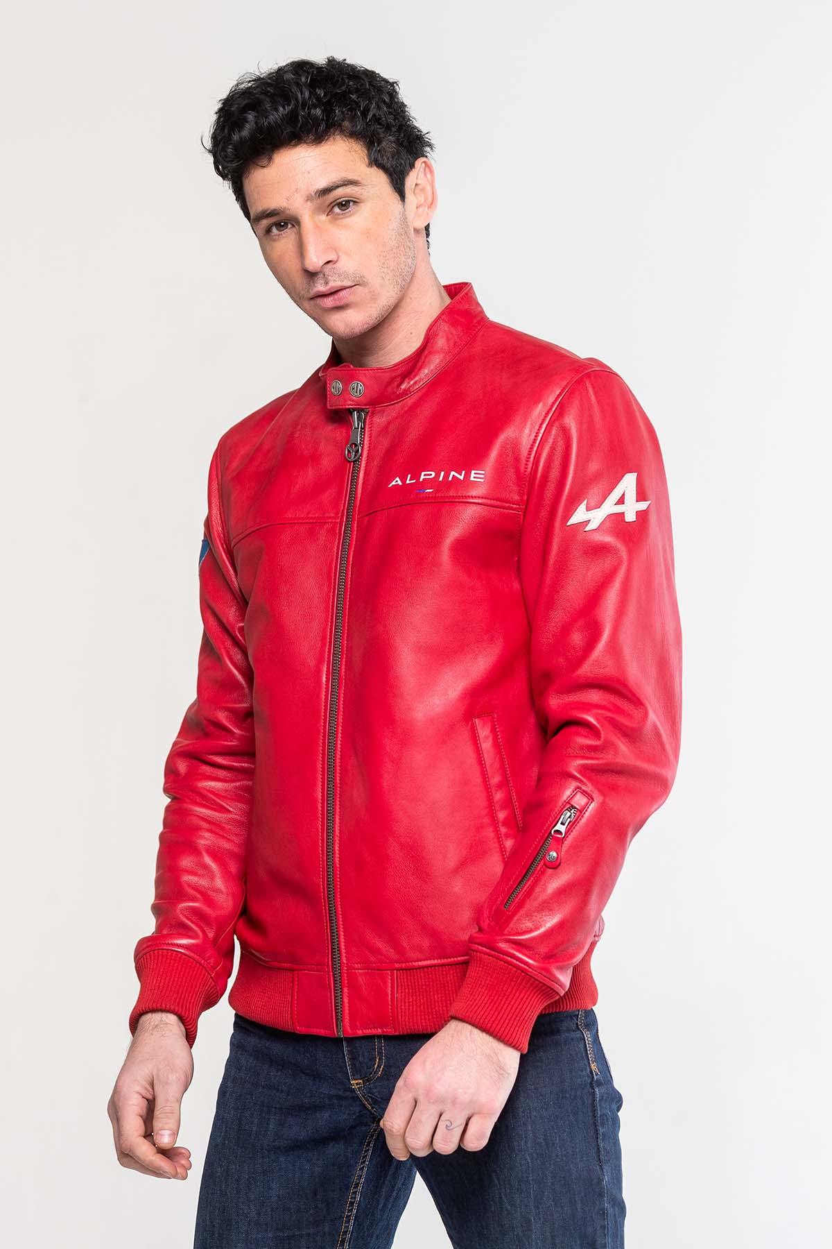 Men's Alpine Jean racing red leather jacket - Image n°2