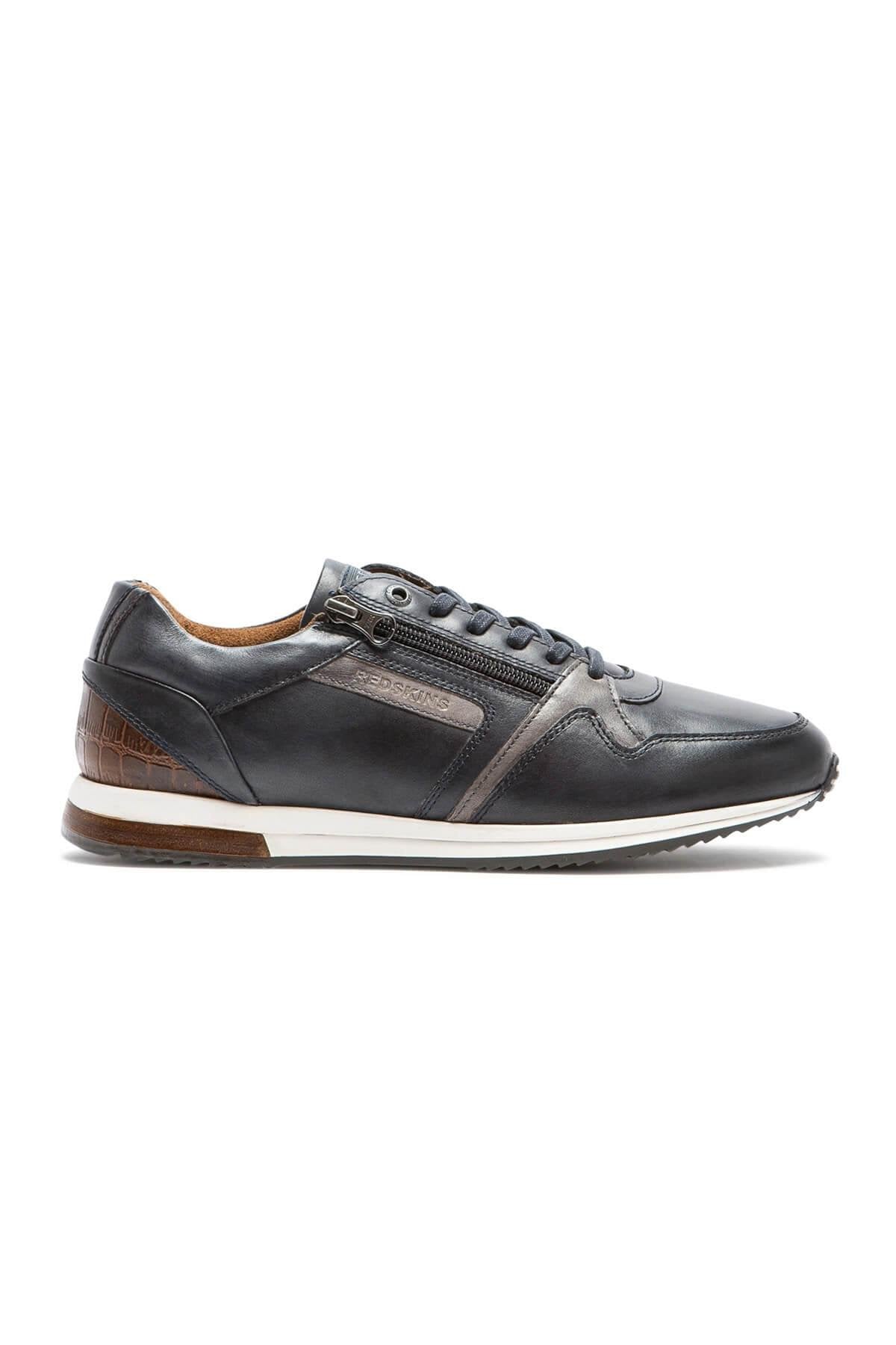 Navy blue gray leather sneaker - Image n°3