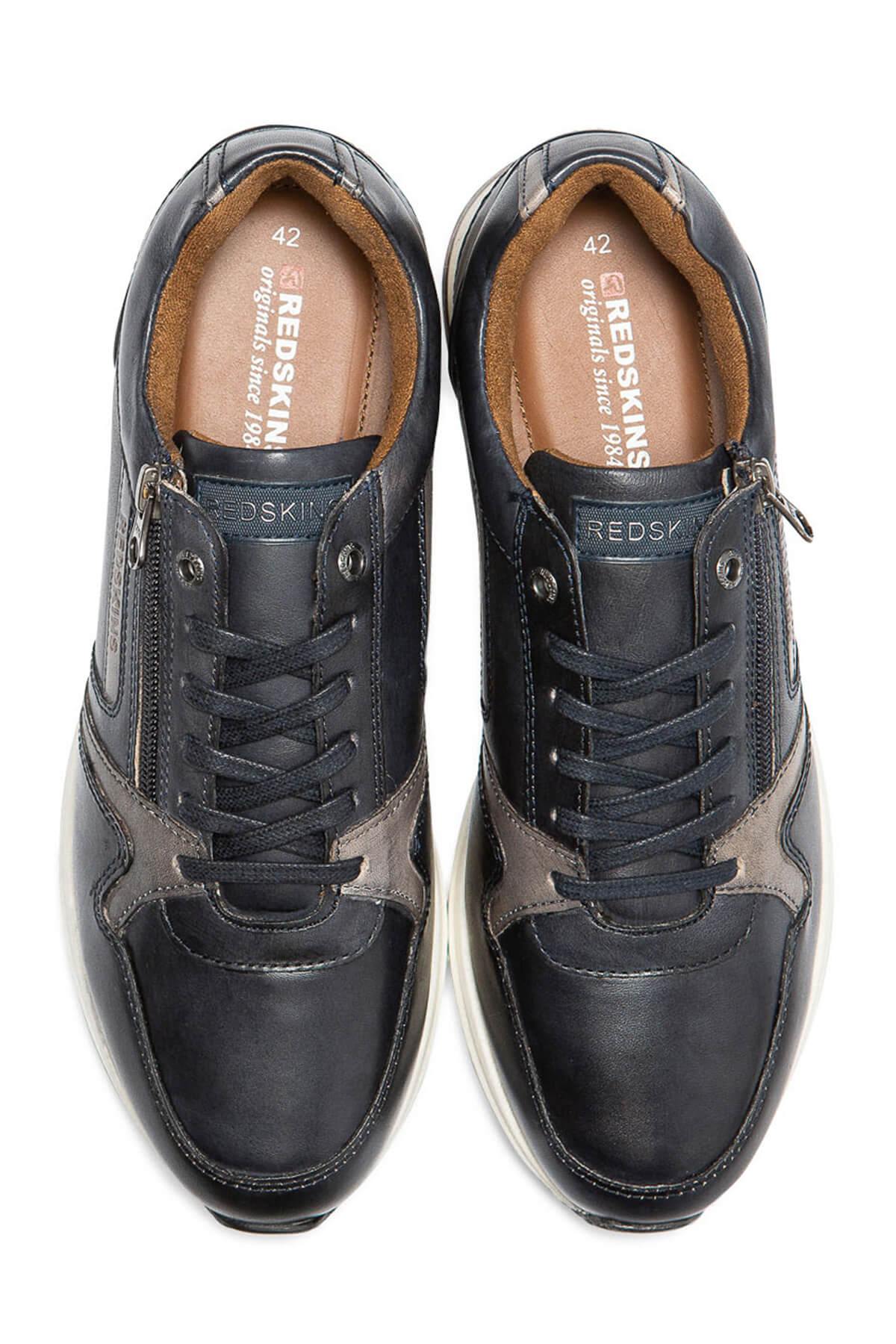 Navy blue gray leather sneaker - Image n°2