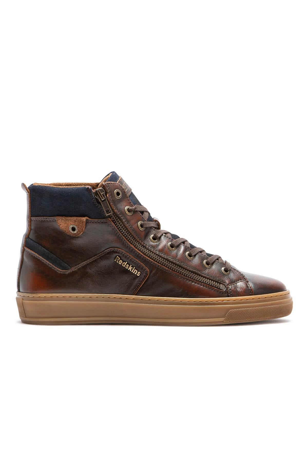 Navy blue brown leather sneakers - Image n°3