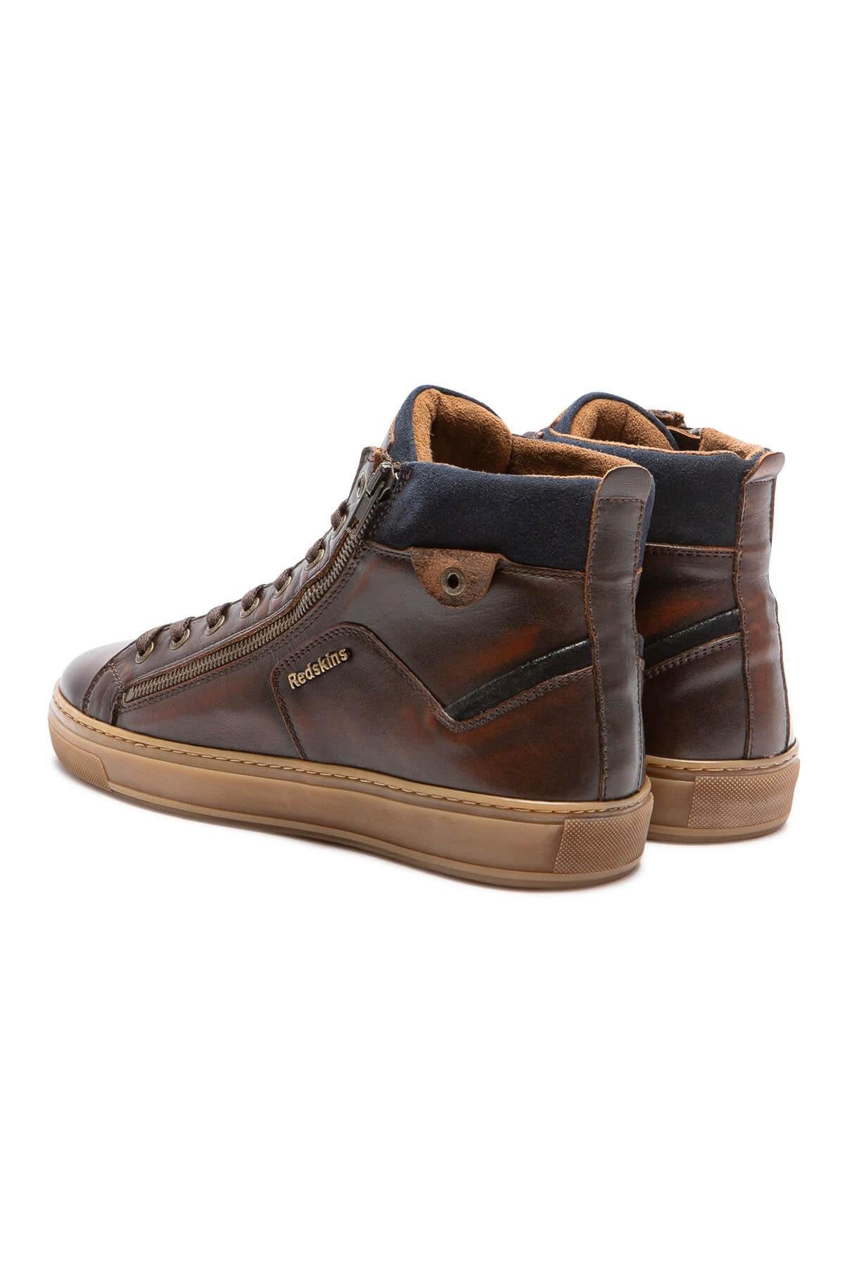 Navy blue brown leather sneakers - Image n°4