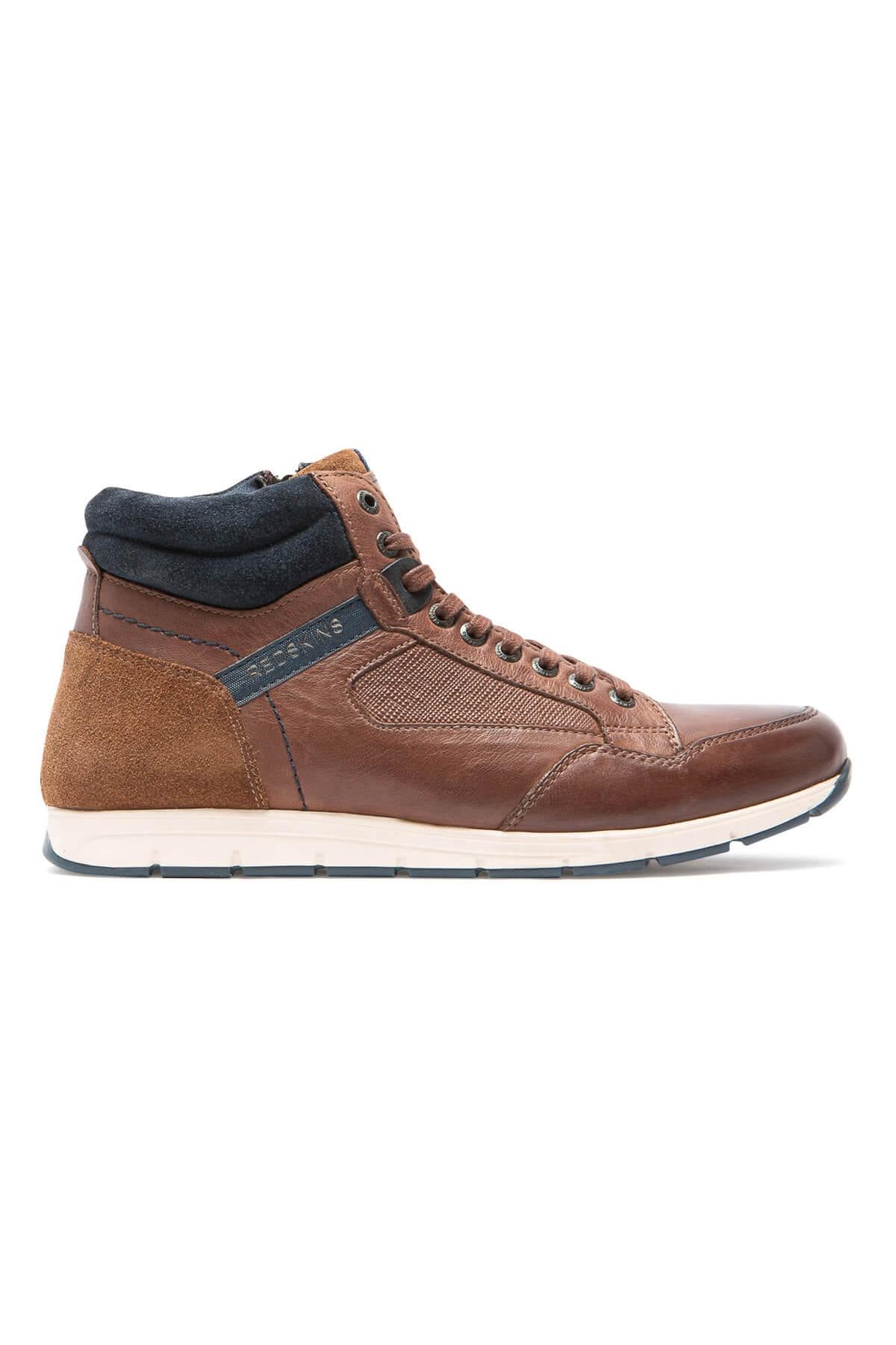 Navy cognac leather sneakers - Image n°4