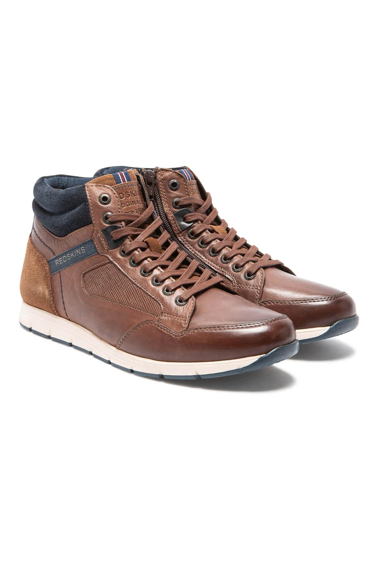 Navy cognac leather sneakers - Image n°2