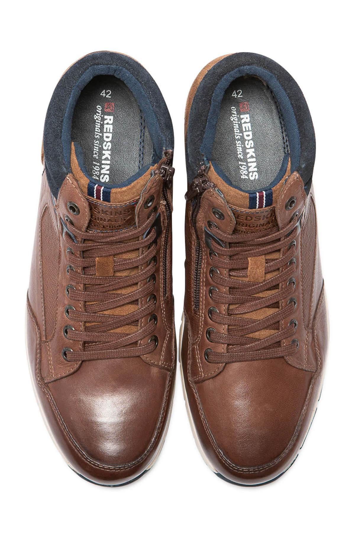 Navy cognac leather sneakers - Image n°3