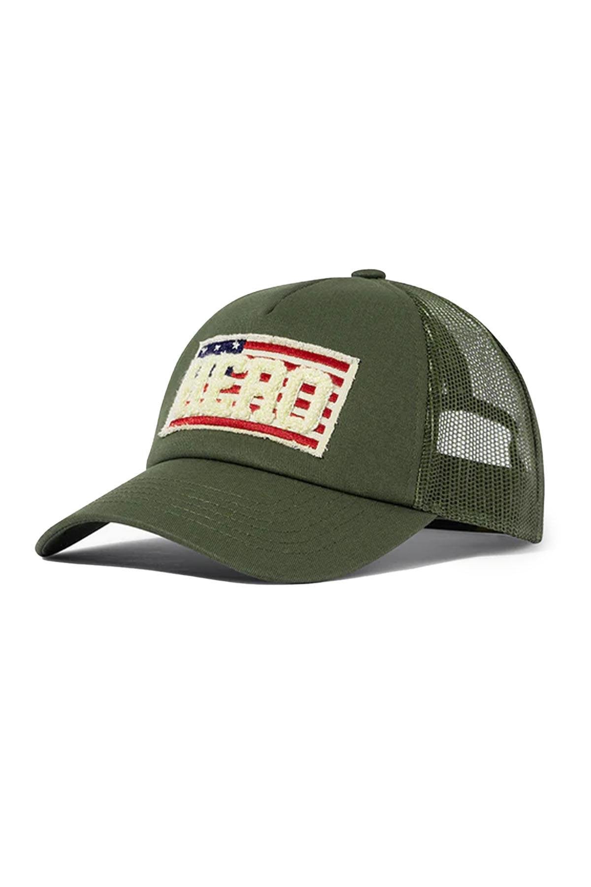 Men's khaki American flag cotton cap - Image n°1