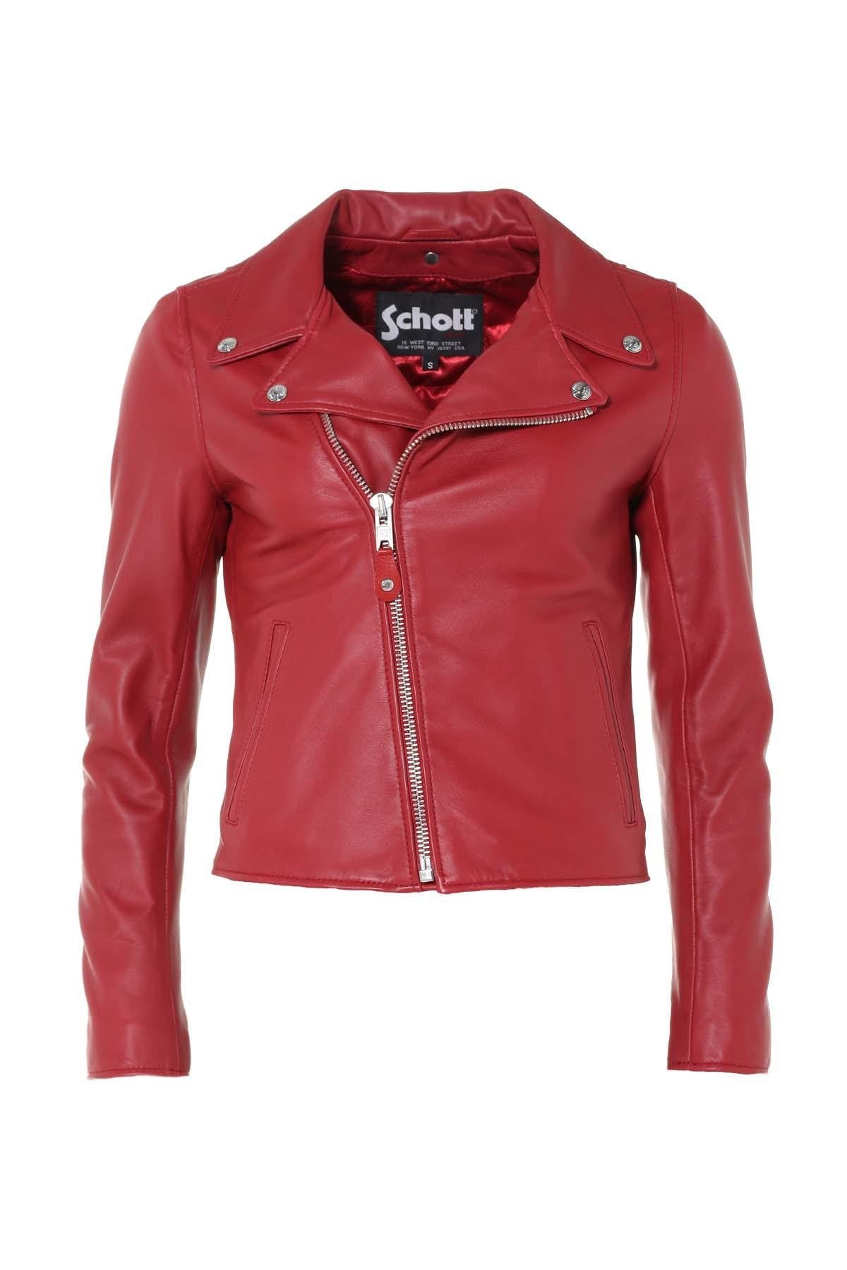 Women's red leather perfecto - Image n°3