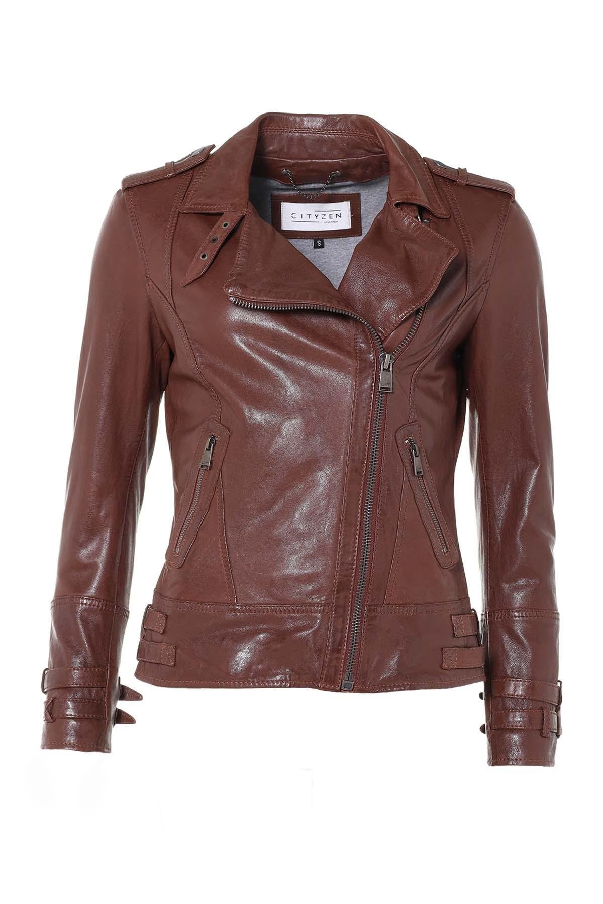 Brown leather Perfecto jacket - Image n°3