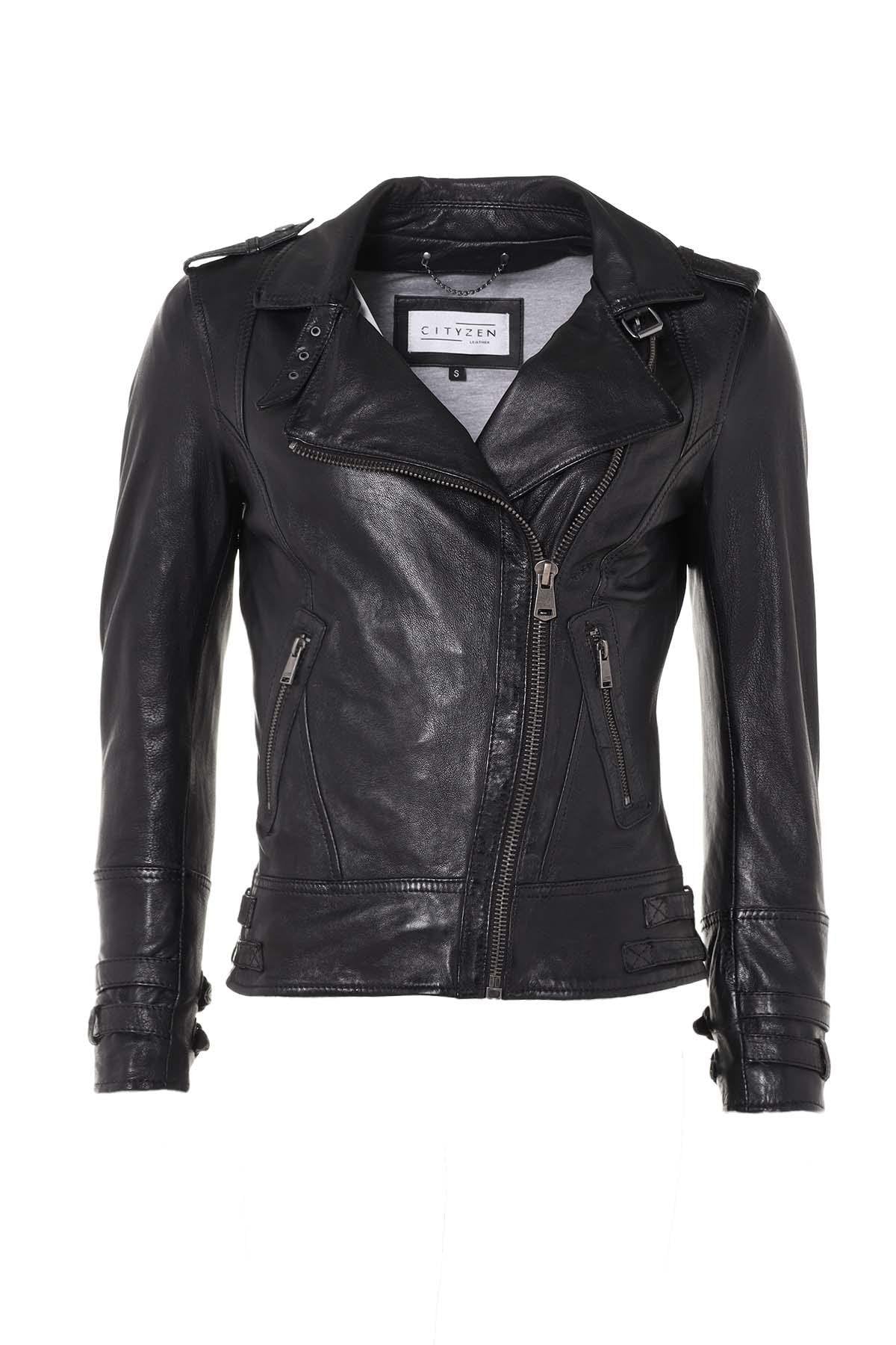 Perfecto jacket in black vegetable sheep leather - Image n°3