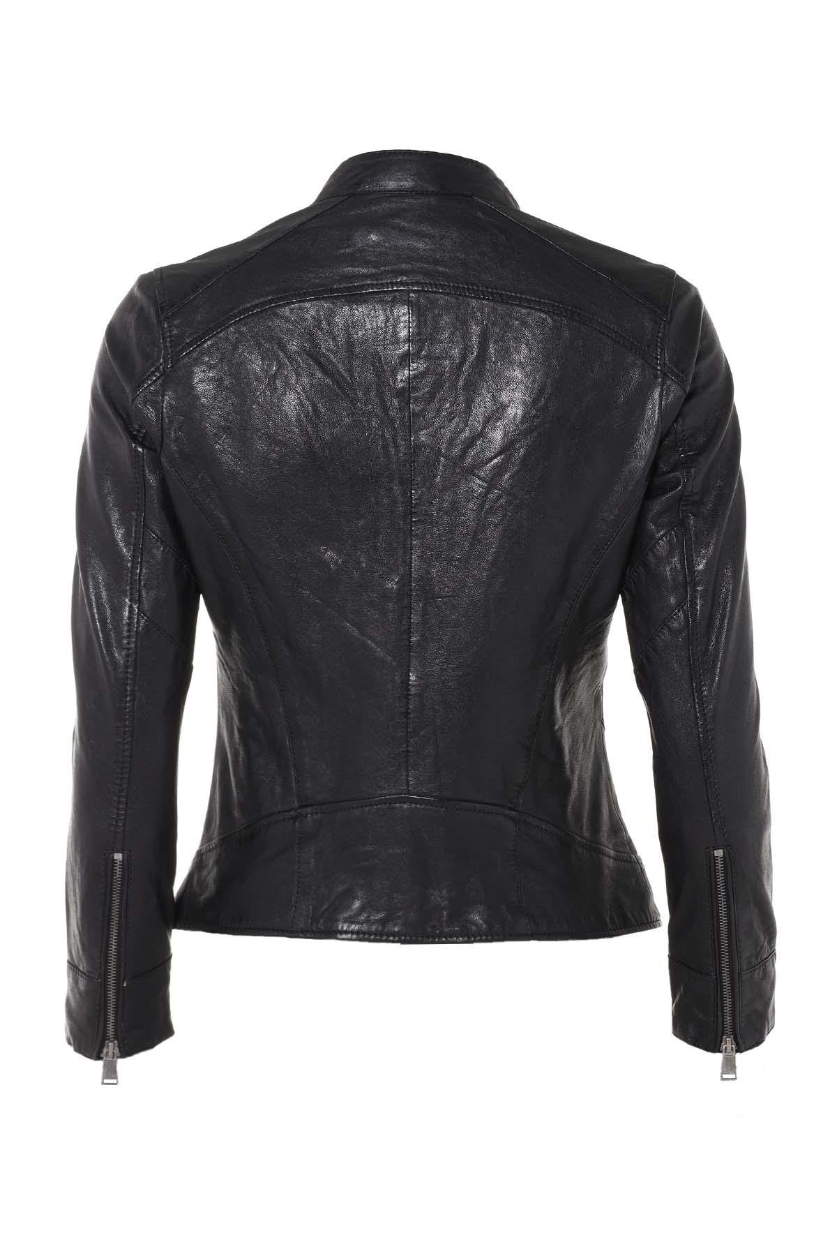 Women's black leather jacket - Image n°7