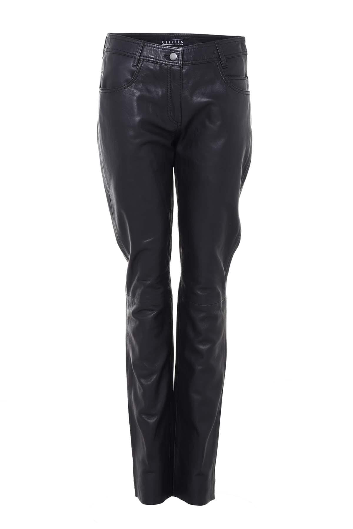 Five-pocket leather pants - Image n°3