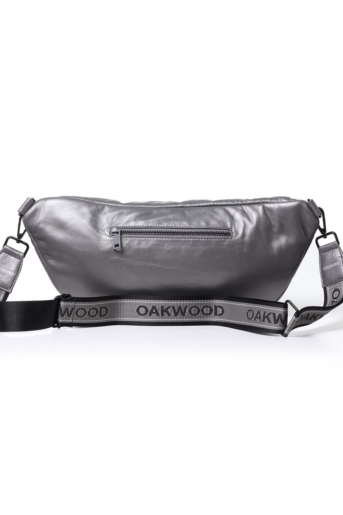 Women's anthracite gray leather fanny pack - Image n°2