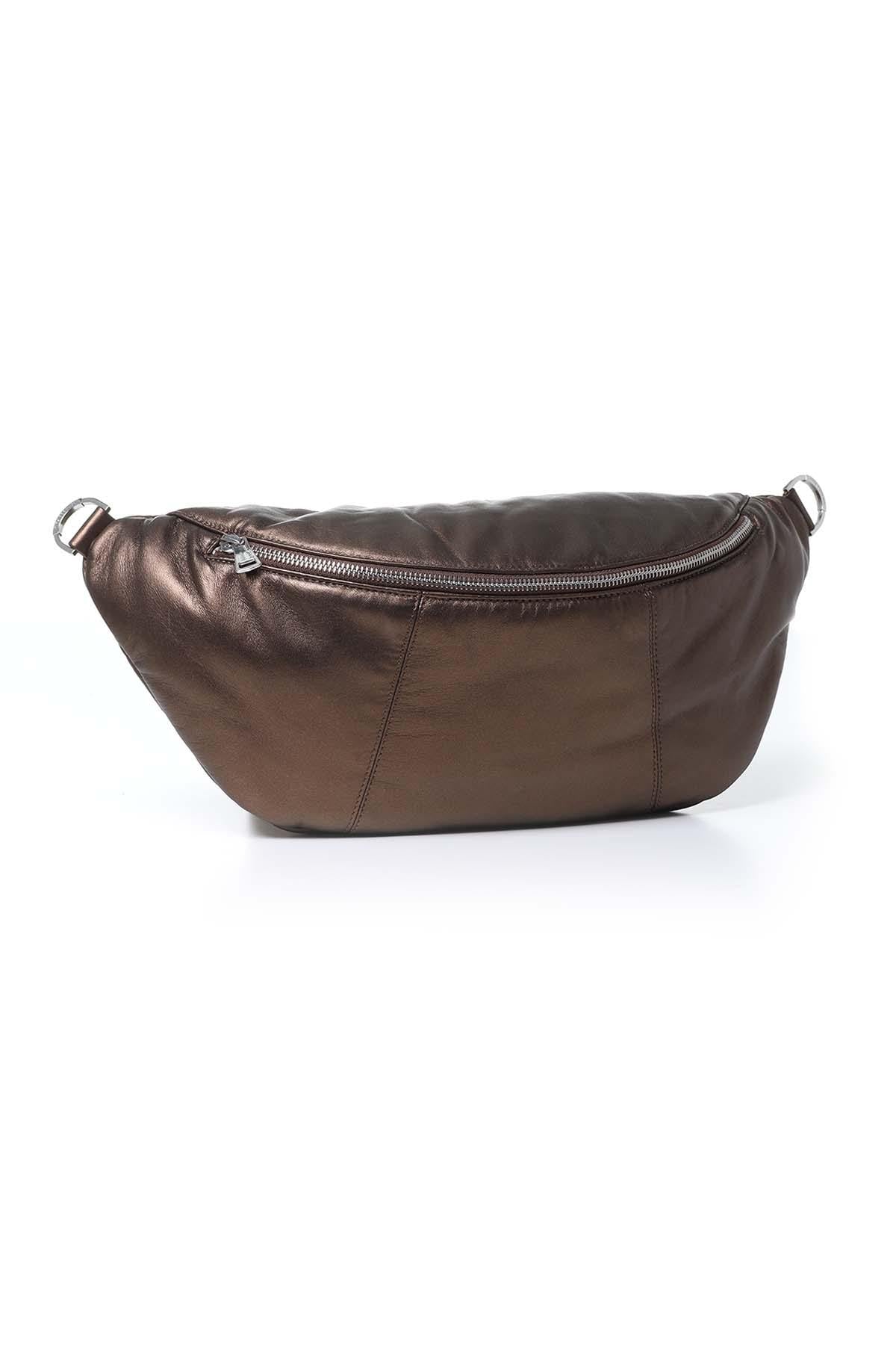 Women's gold leather fanny pack - Image n°1