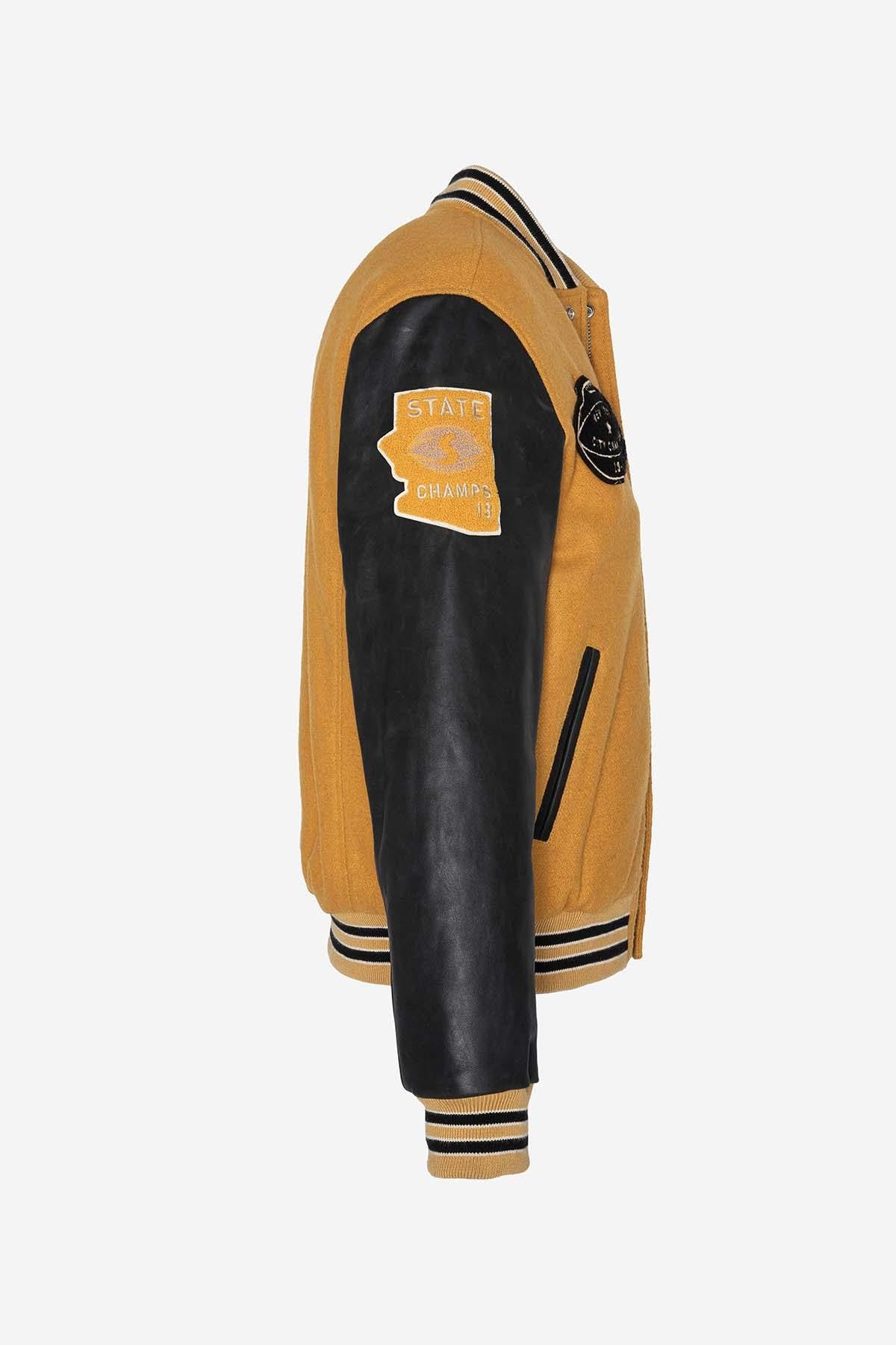 Yellow and black varsity teddy jacket - Image n°8