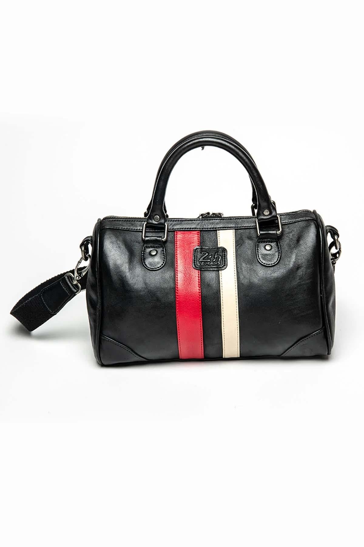 Racing bowling bag in black sheepskin leather - Image n°4