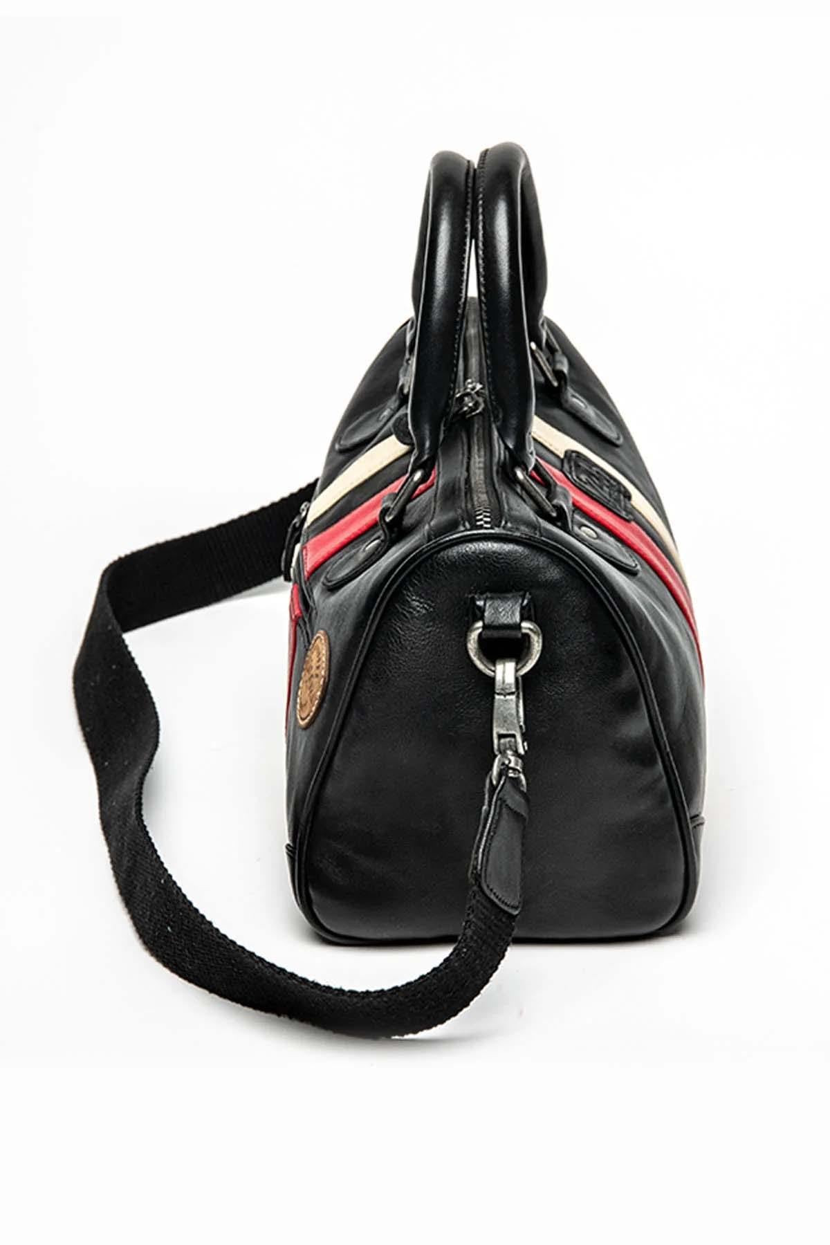 Racing bowling bag in black sheepskin leather - Image n°2