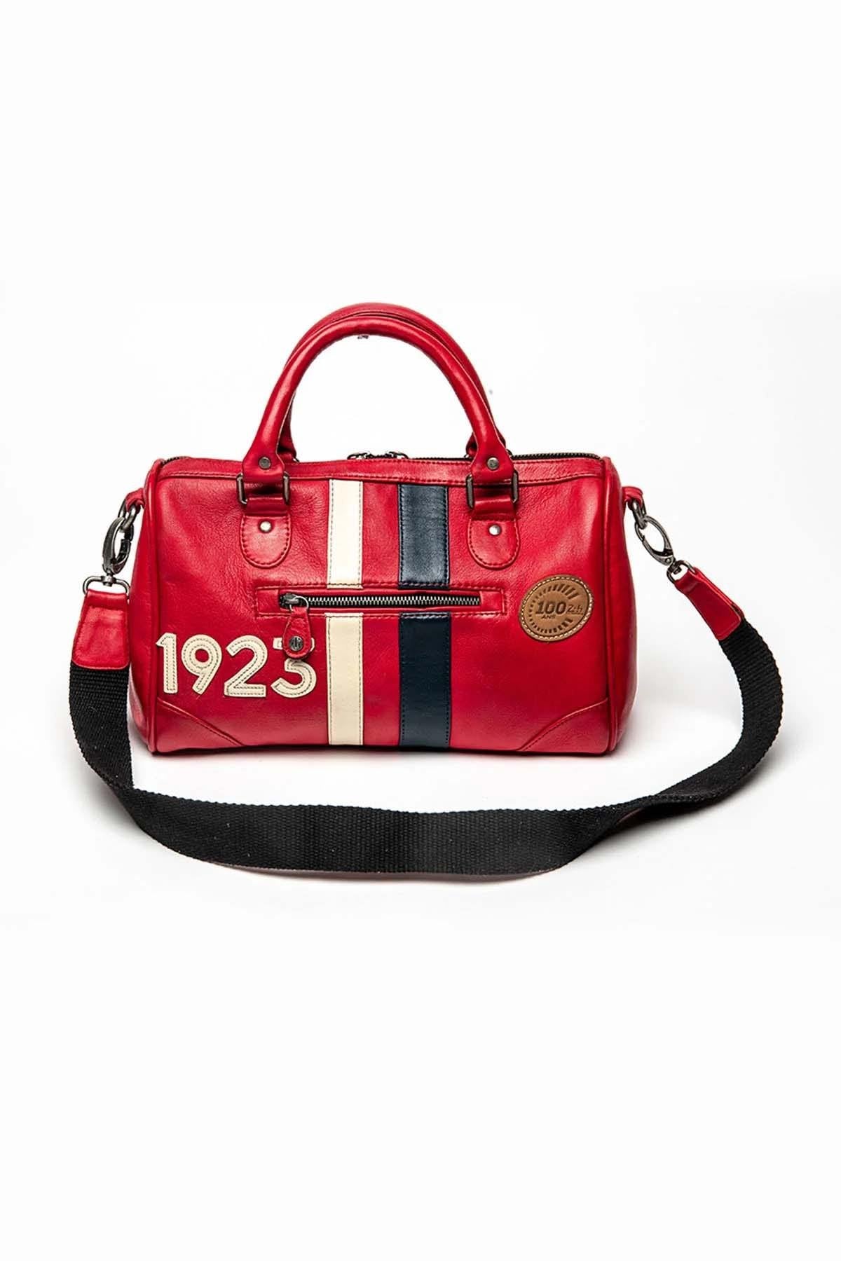 24-hour bowling bag in red leather - Image n°1