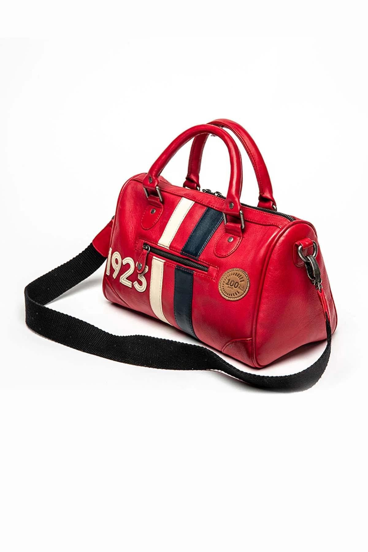 24-hour bowling bag in red leather - Image n°3