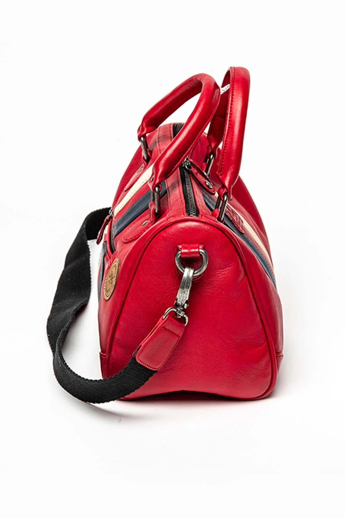 24-hour bowling bag in red leather - Image n°4