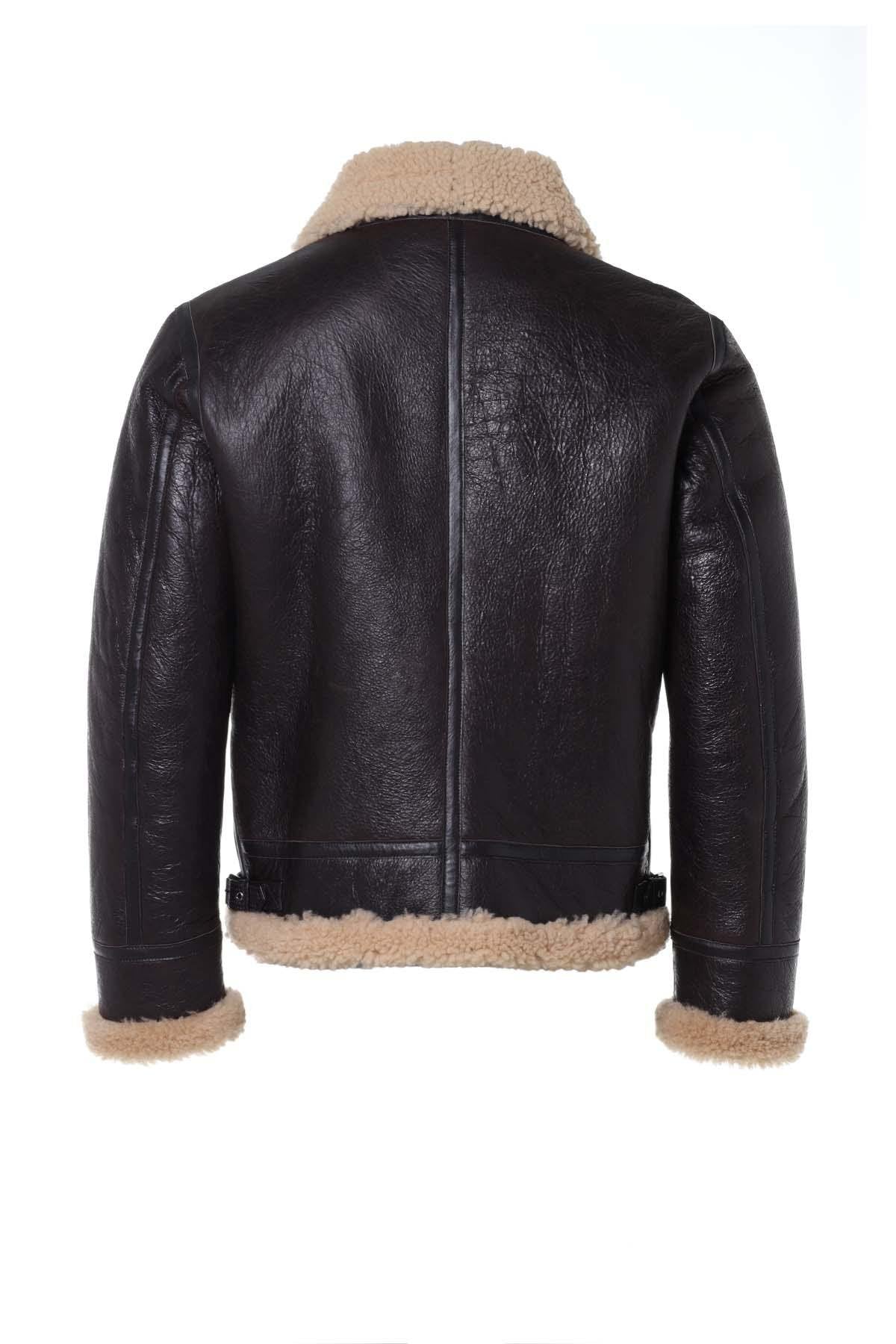 Men's brown leather bomber jacket - Image n°8