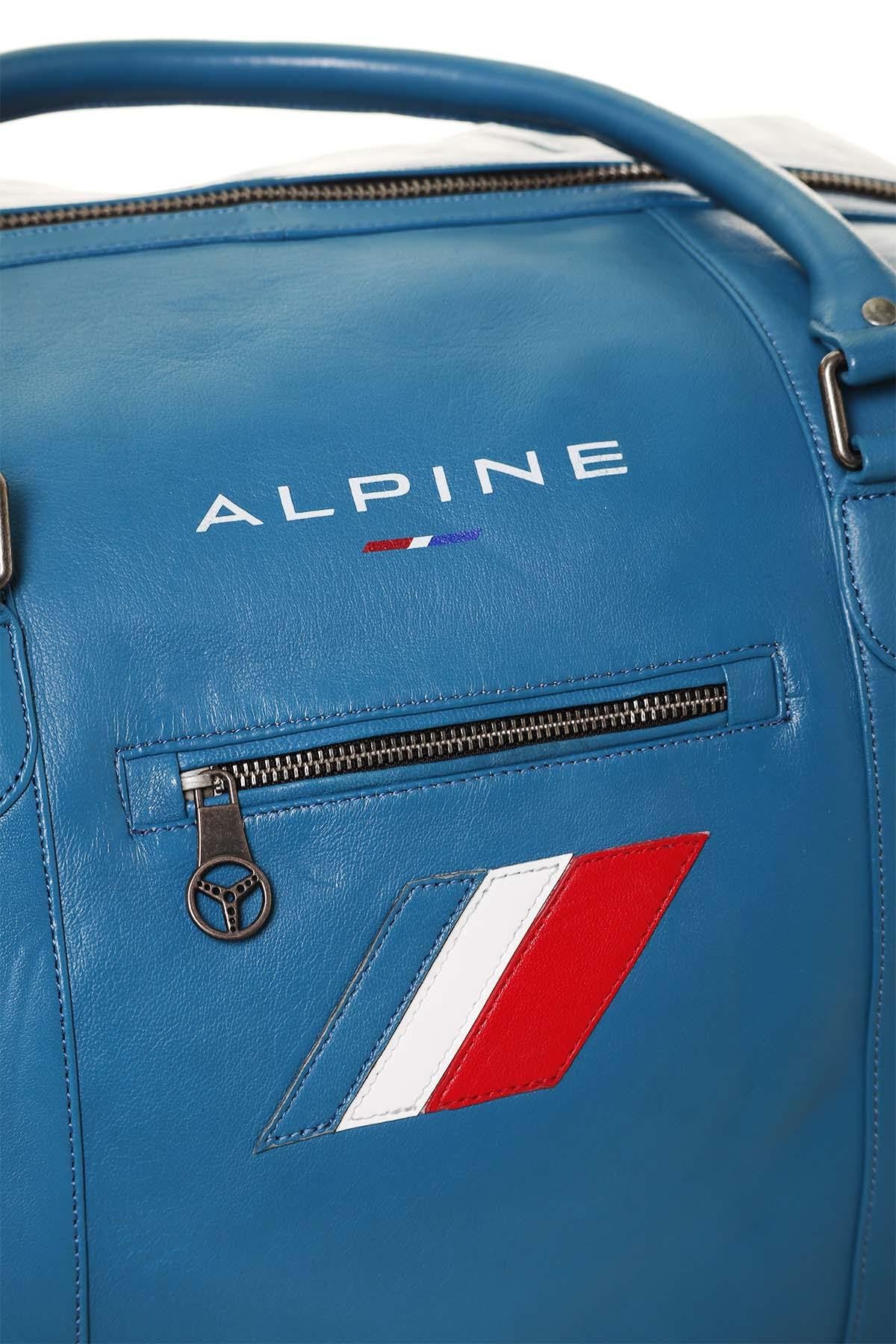 Alpine A310 72H ocean blue leather travel bag - Image n°4