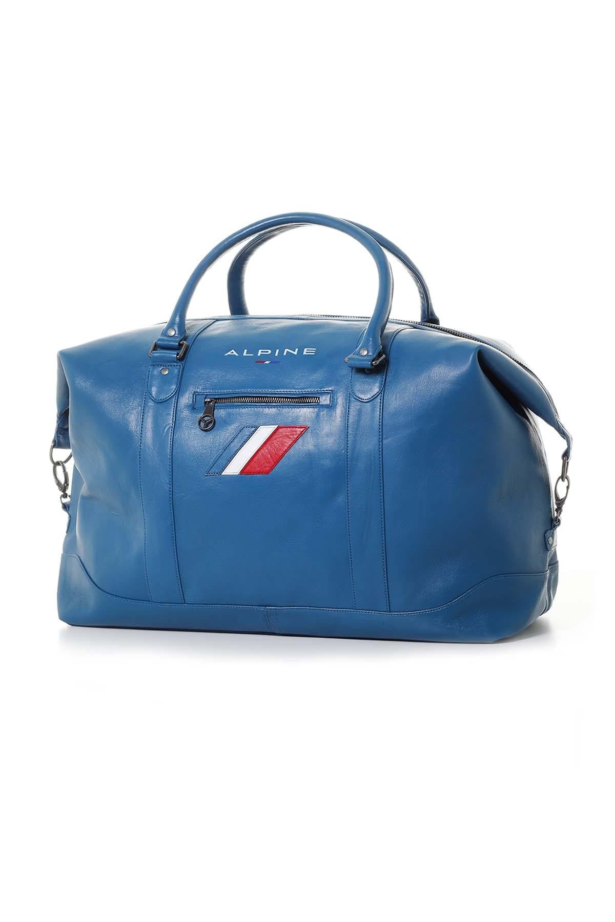 Alpine A310 72H ocean blue leather travel bag - Image n°1