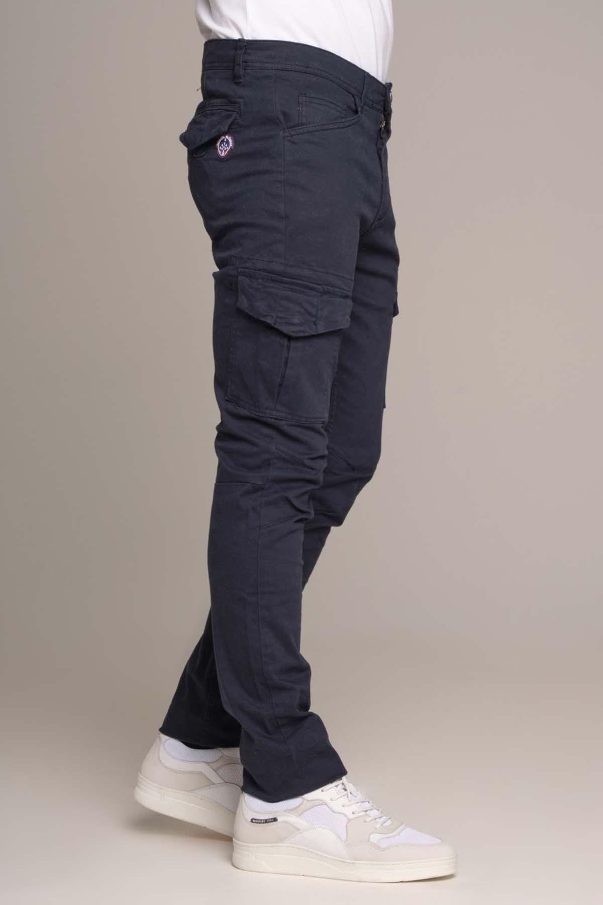 Men's navy blue cargo pants - Image n°2