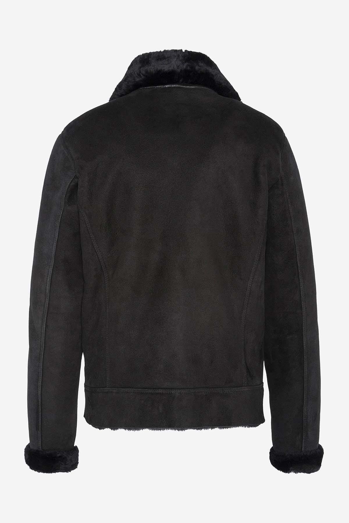 Men's black suede leather bomber - Image n°6