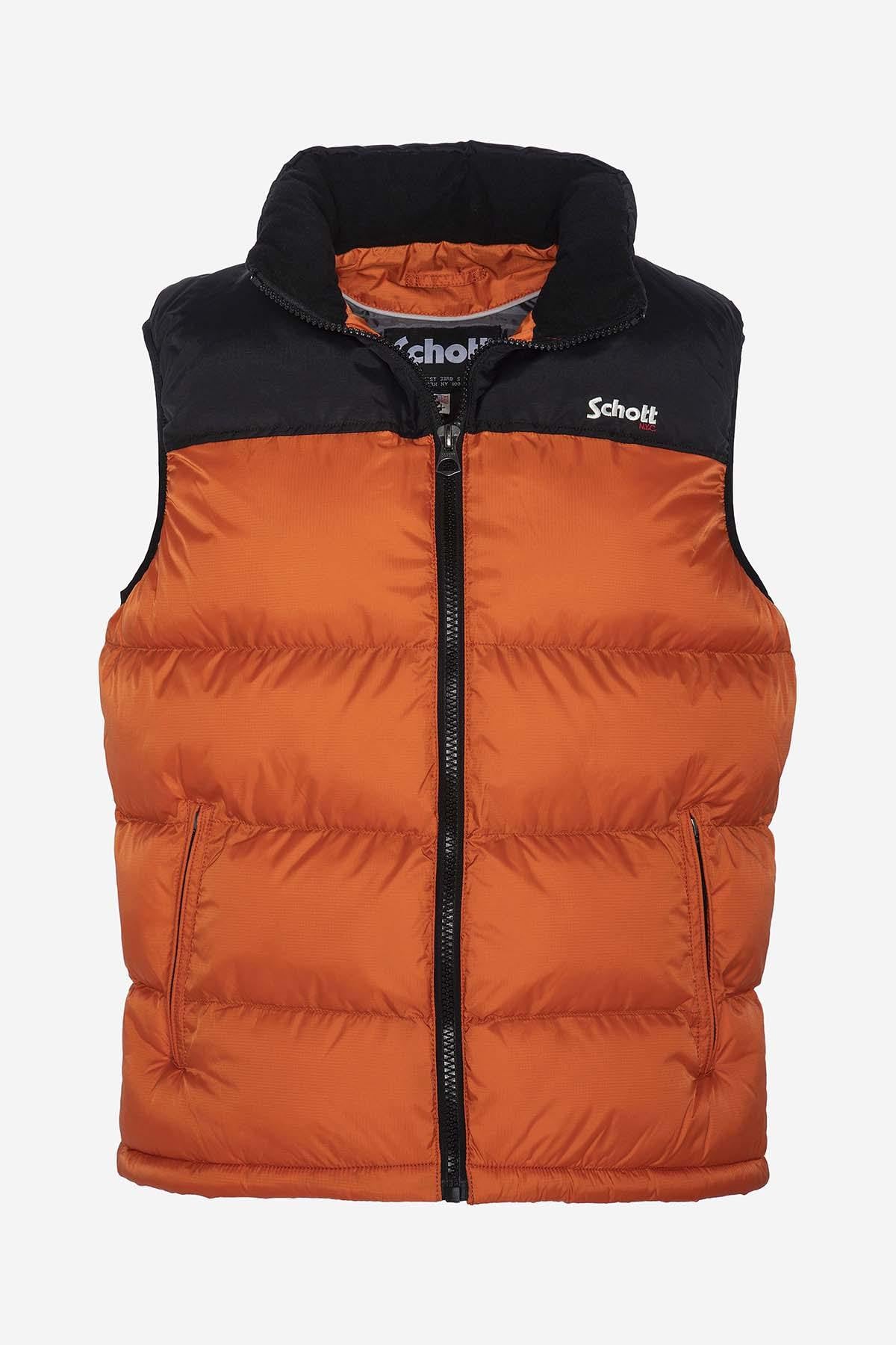 Men's orange and black sleeveless down jacket - Image n°6