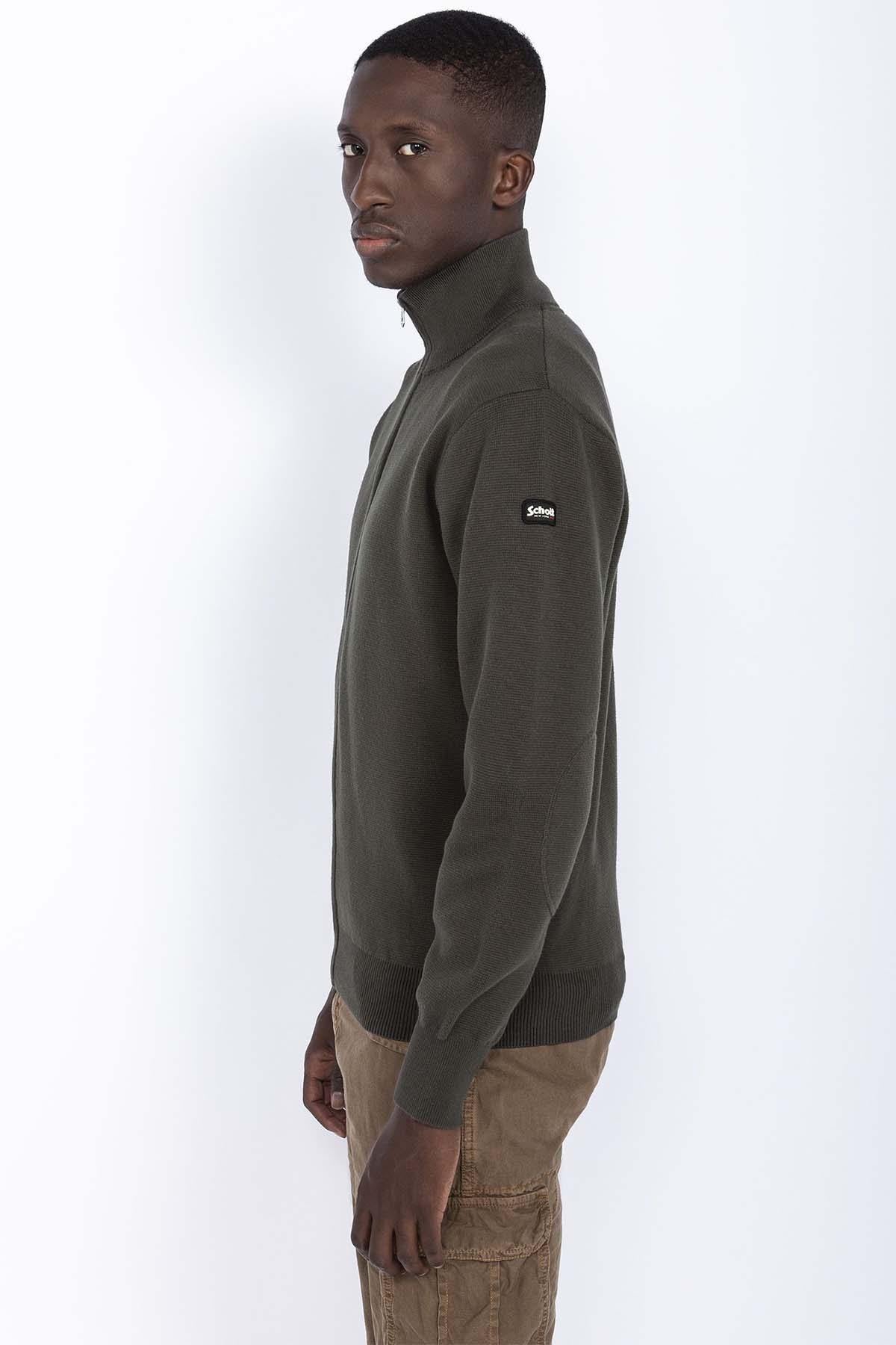 Men's dark khaki zipped vest - Image n°3