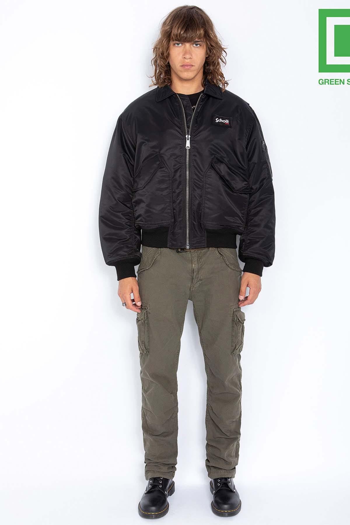 Men's black recycled nylon bomber jacket - Image n°4