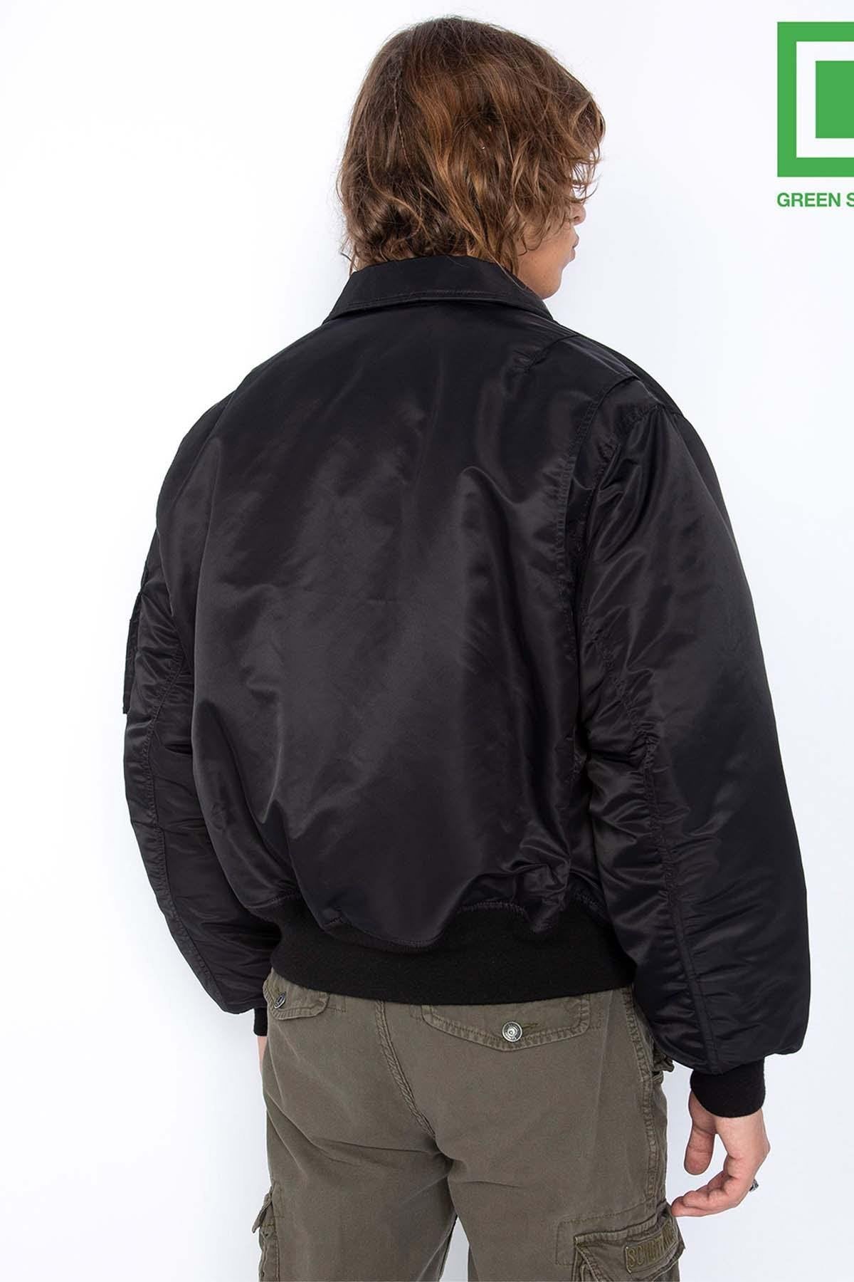 Men's black recycled nylon bomber jacket - Image n°5