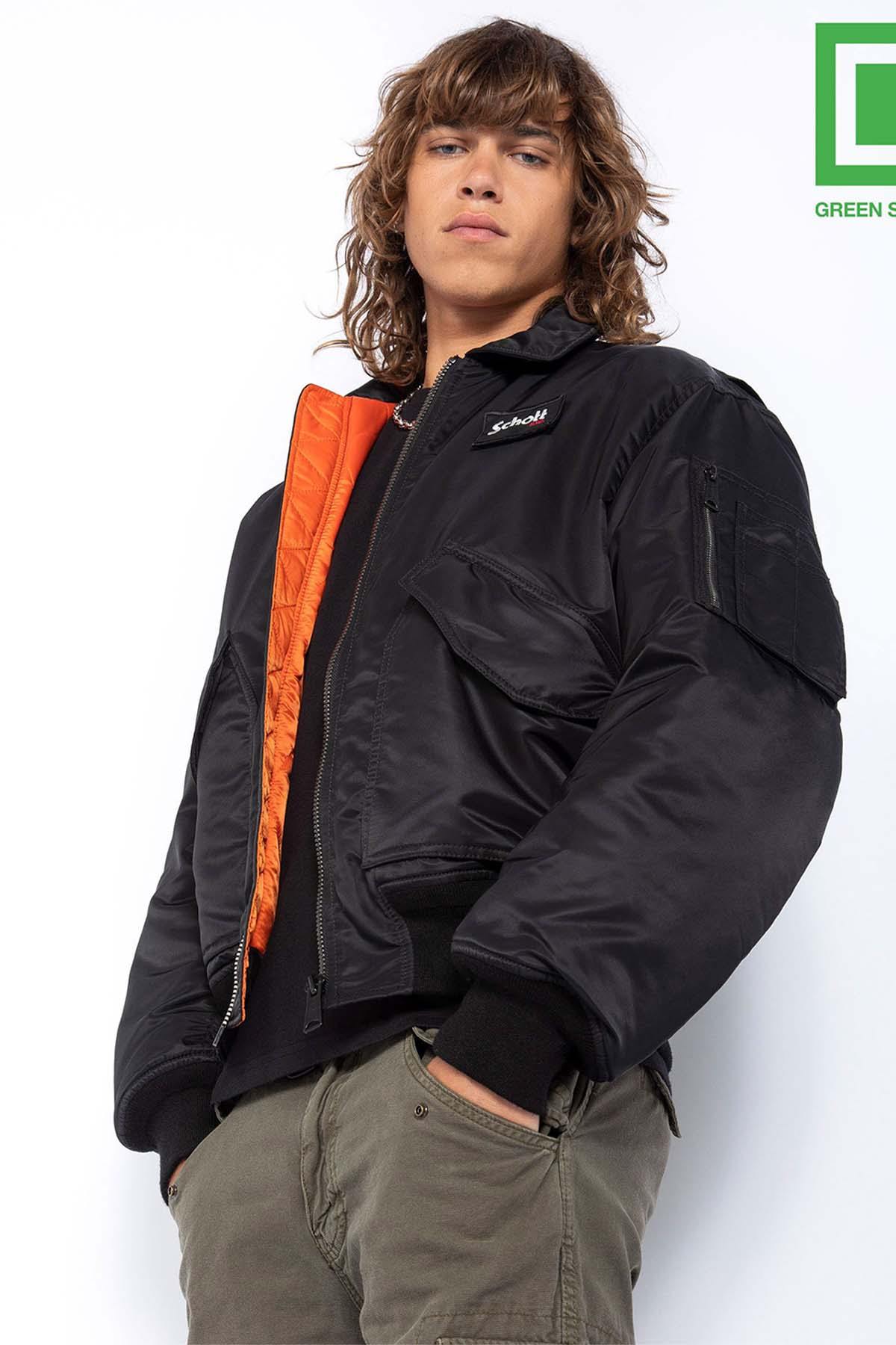 Men's black recycled nylon bomber jacket - Image n°3