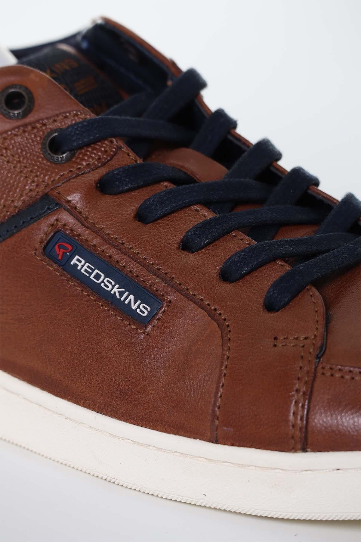 Men's navy cognac leather sneakers - Image n°6