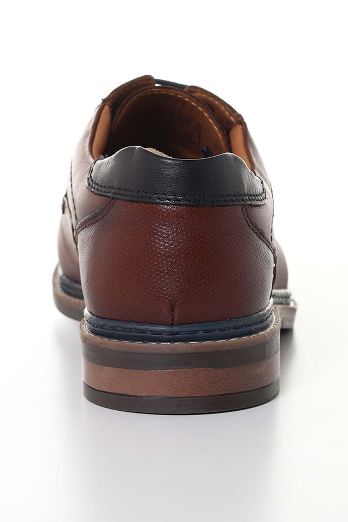 Men's navy cognac leather shoes - Image n°5