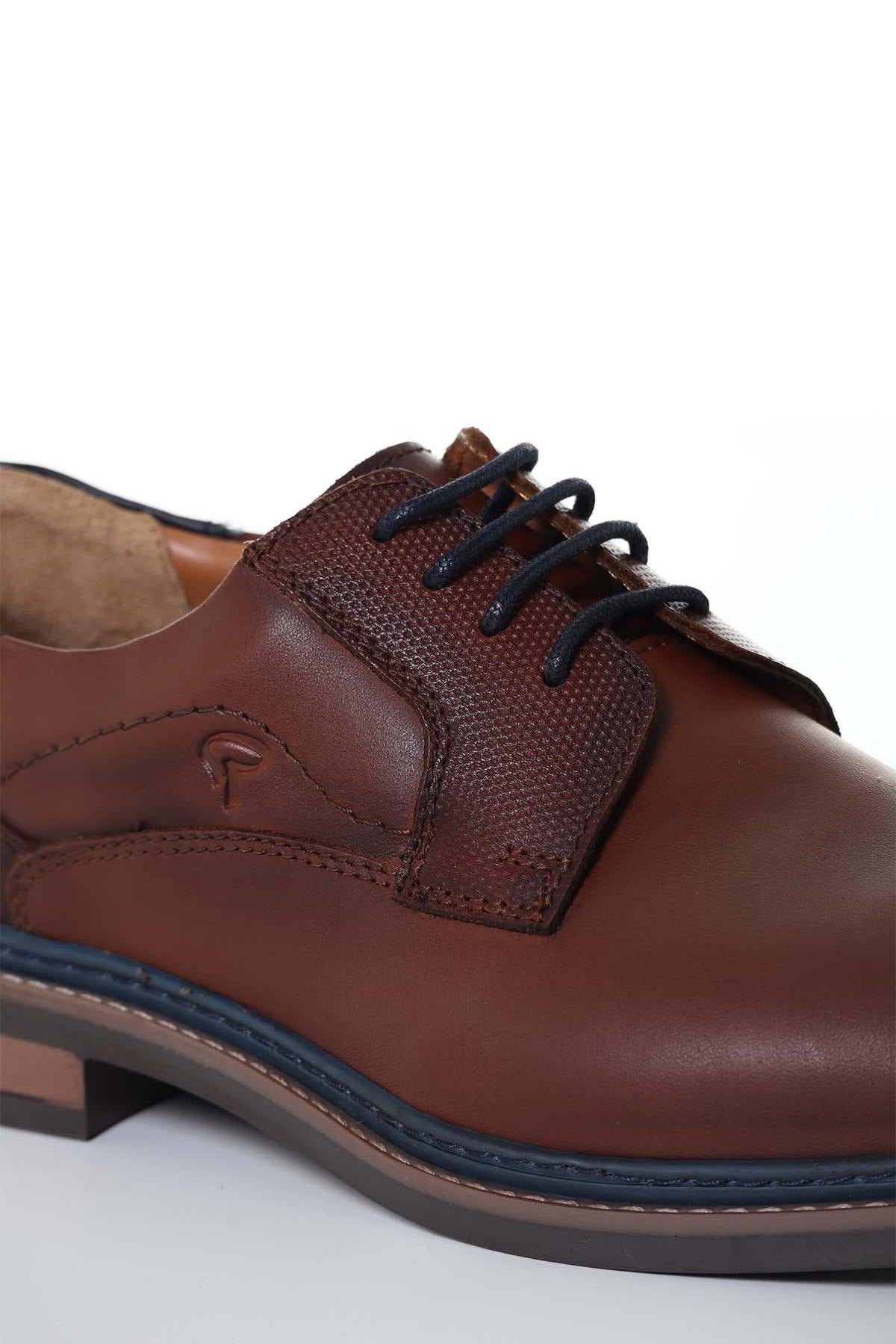 Men's navy cognac leather shoes - Image n°6